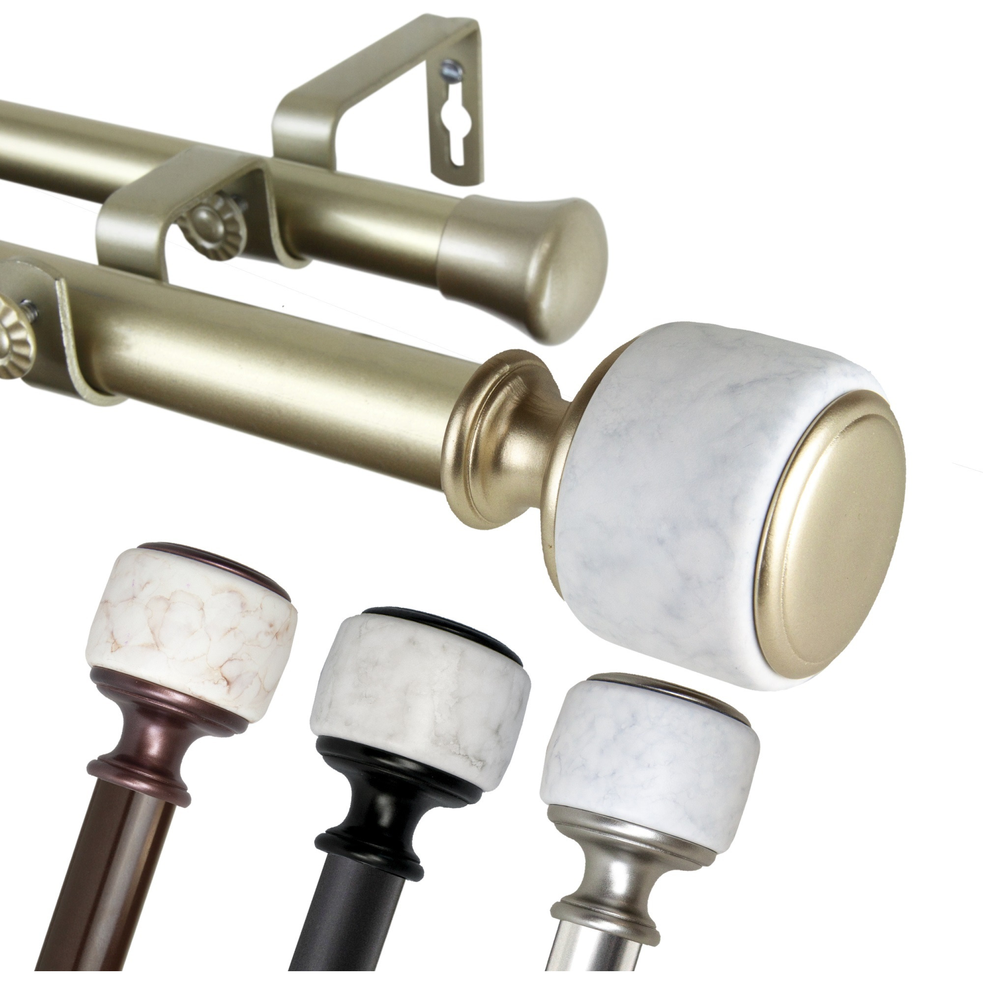 1 inch Vincenzo Double Curtain Rod 66-120" - Black