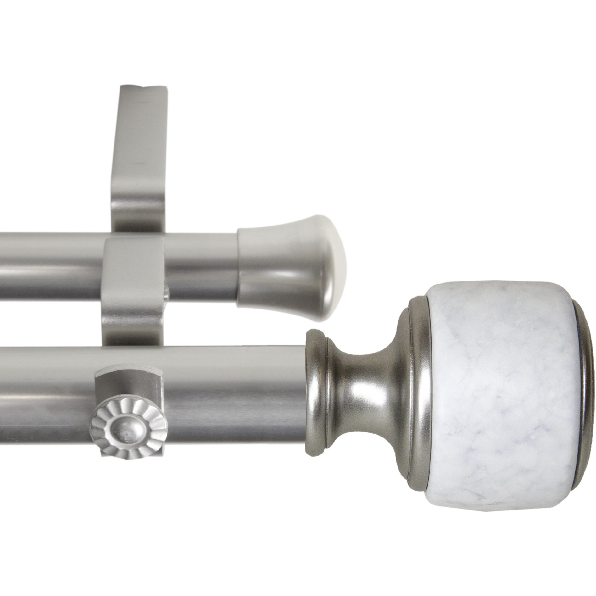 1 inch Vincenzo Double Curtain Rod 120-170" - Satin Nickel