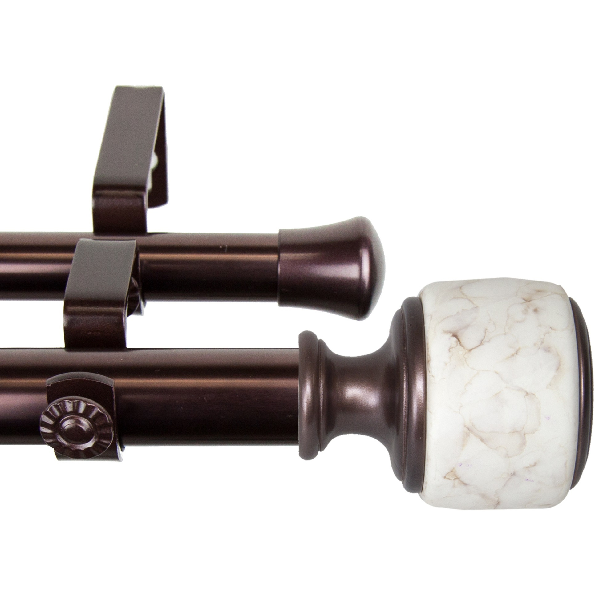 1 inch Vincenzo Double Curtain Rod 66-120" - Bronze