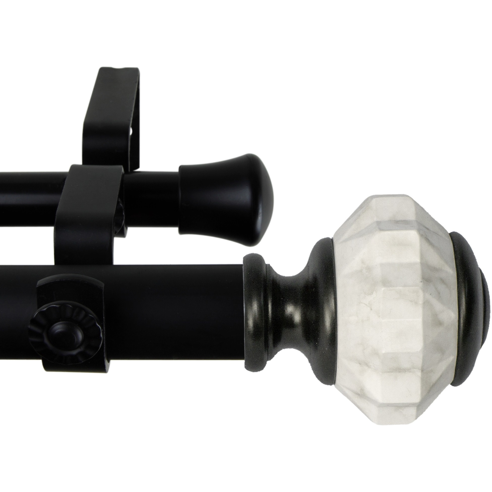1 inch Aria Double Curtain Rod 160-240" - Black