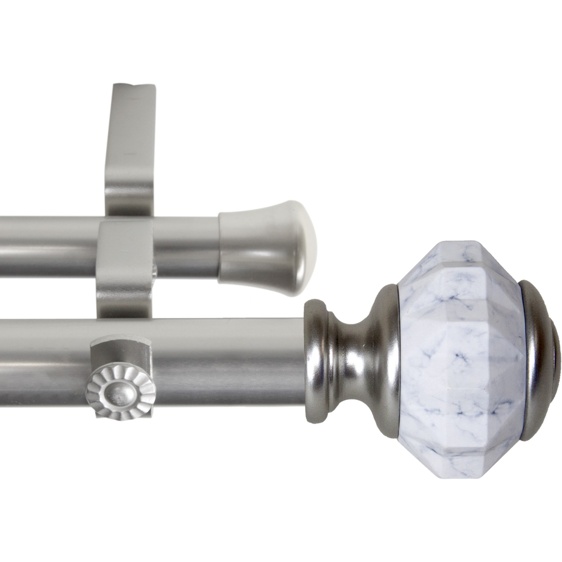 1 inch Aria Double Curtain Rod 120-170" - Satin Nickel