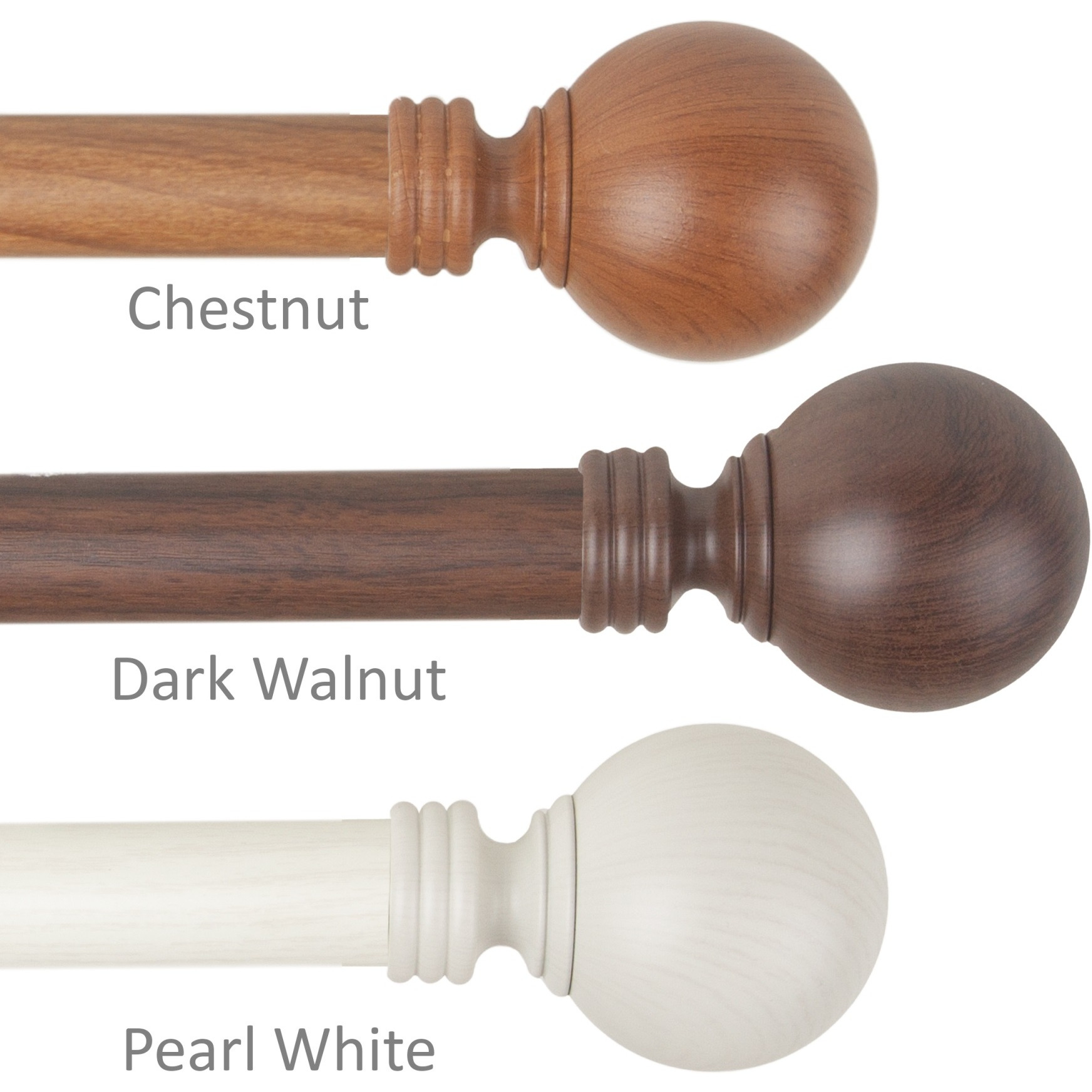 1 inch Round Faux Wood Curtain Rod 66-120" - Pearl White