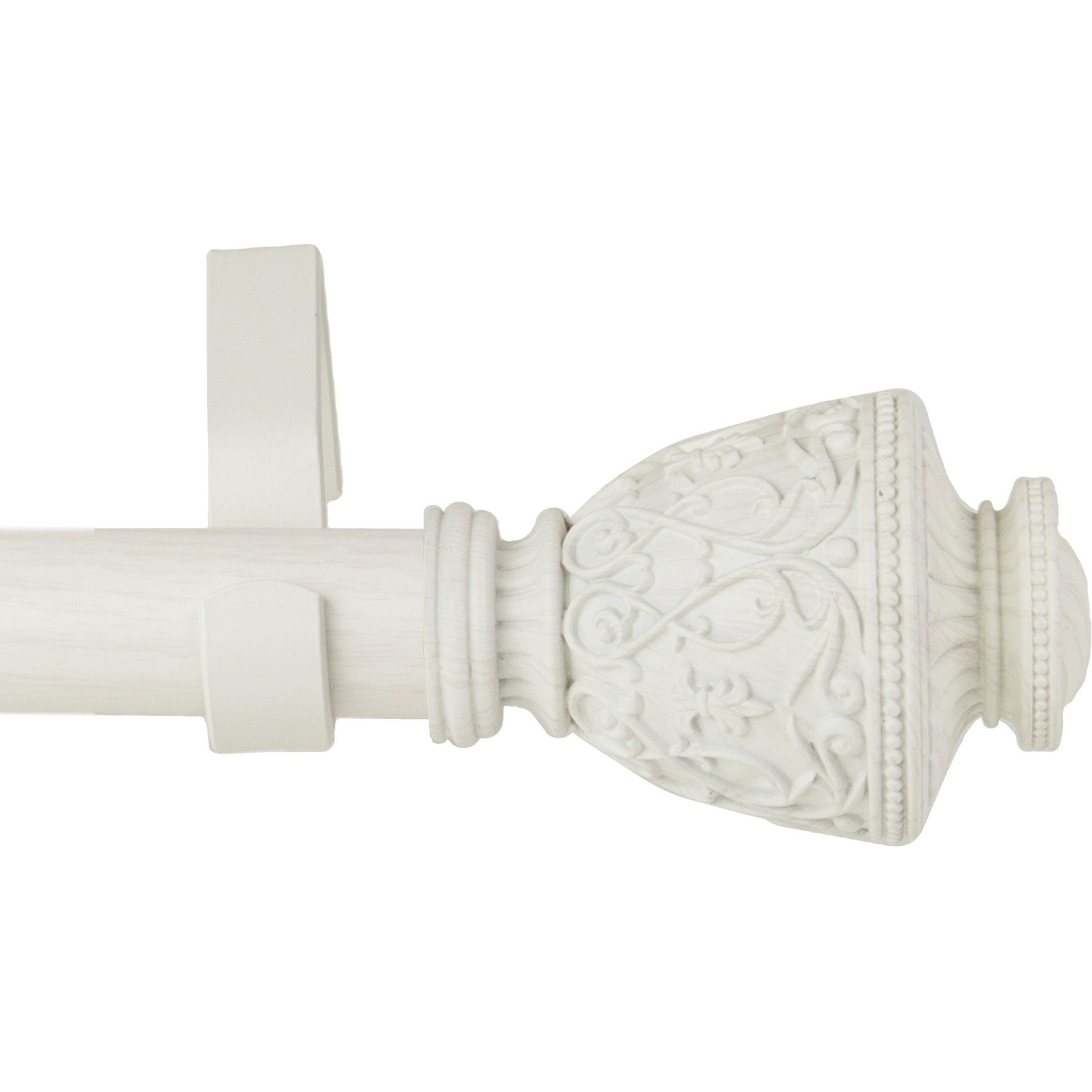 1 inch Virginia Faux Wood Curtain Rod 28-48" - Pearl White