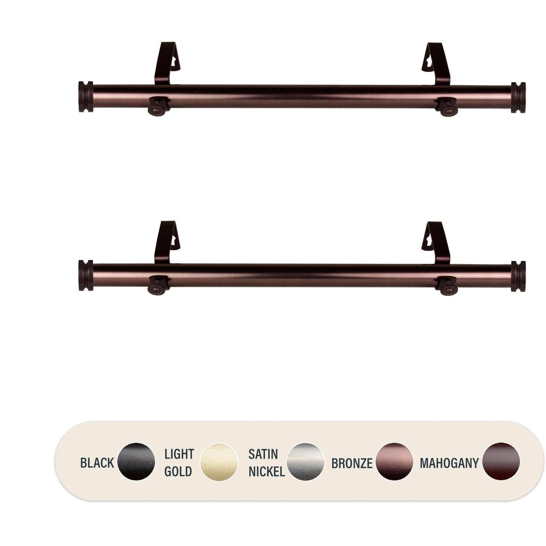 1 inch Knop Side Curtain Rod 12-20" (Set of 2) - Bronze