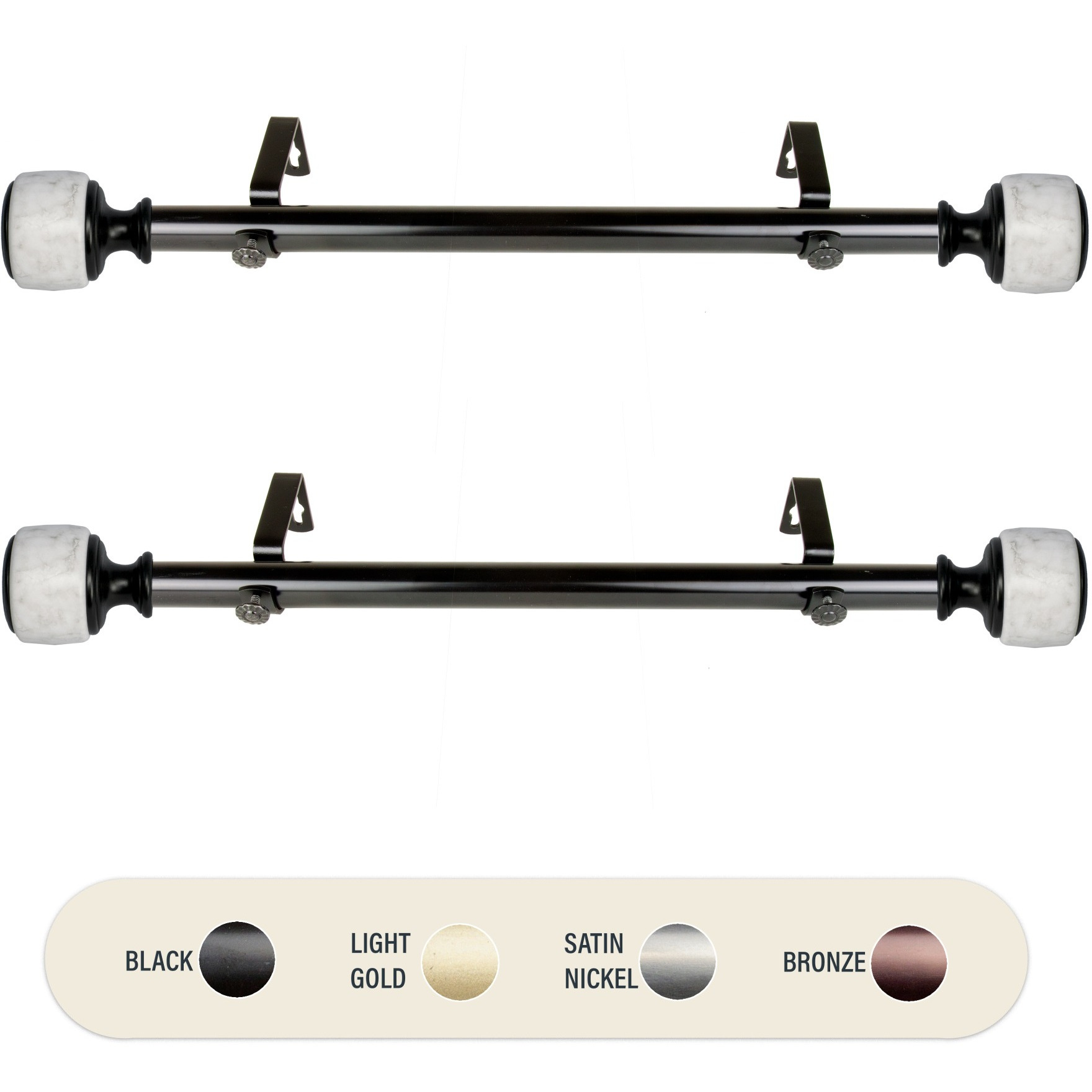 1 inch Vincenzo Side Curtain Rod 12-20" (Set of 2) - Black