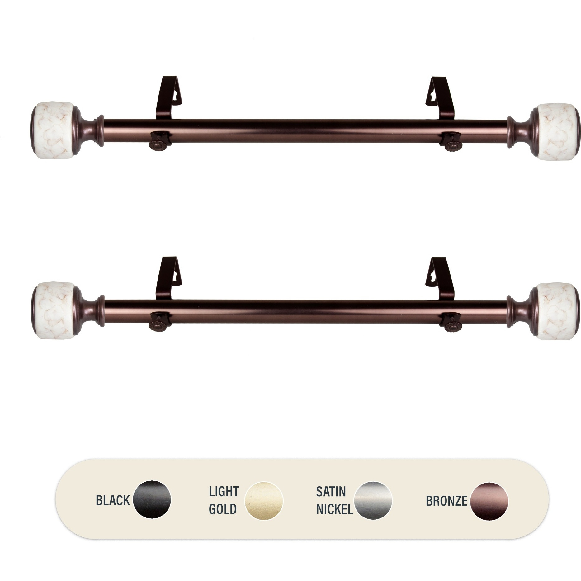 1 inch Vincenzo Side Curtain Rod 12-20" (Set of 2) - Bronze