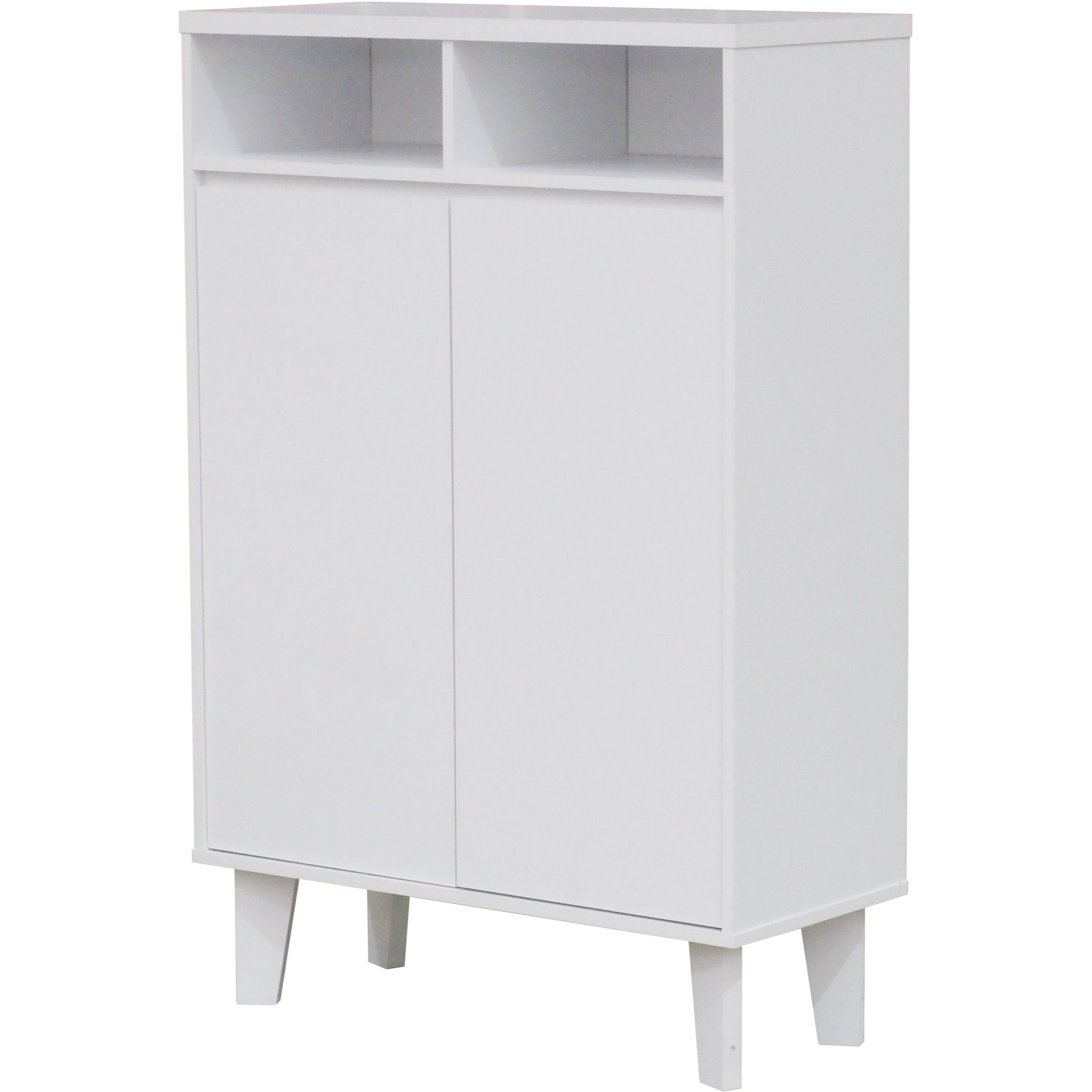 Yaiza 2 Door Shoe Storage Cabinet with 7 Shelves, White Wood