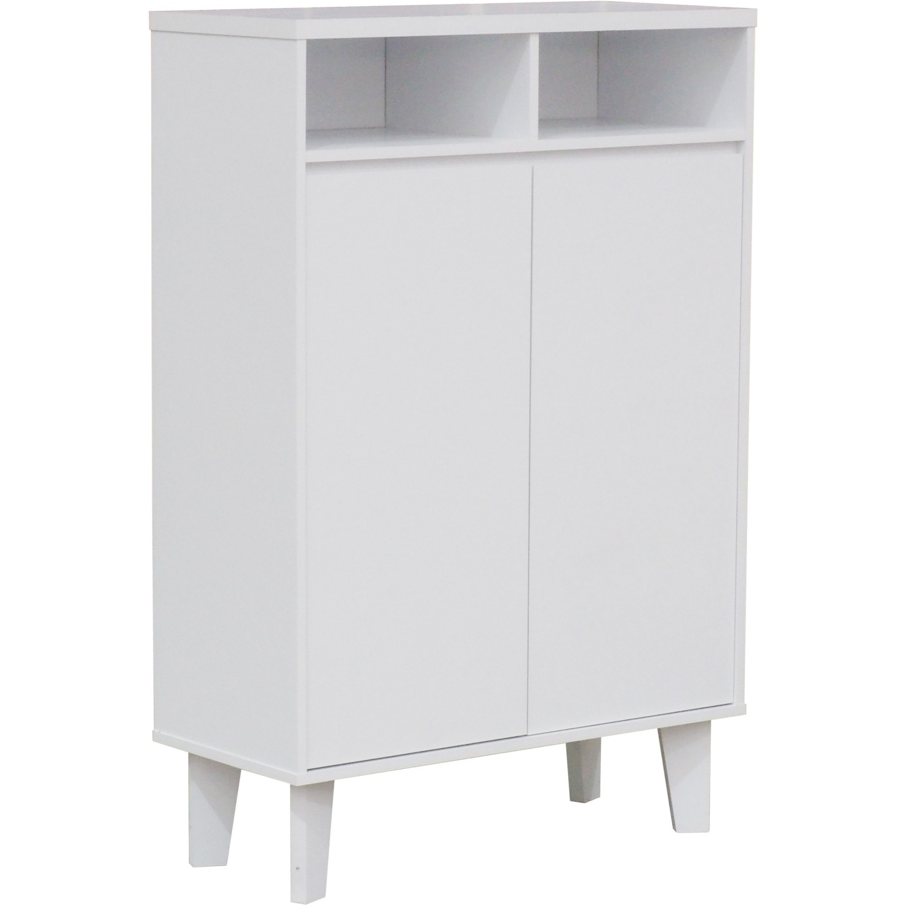 Yaiza 2 Door Shoe Storage Cabinet with 7 Shelves, White Wood