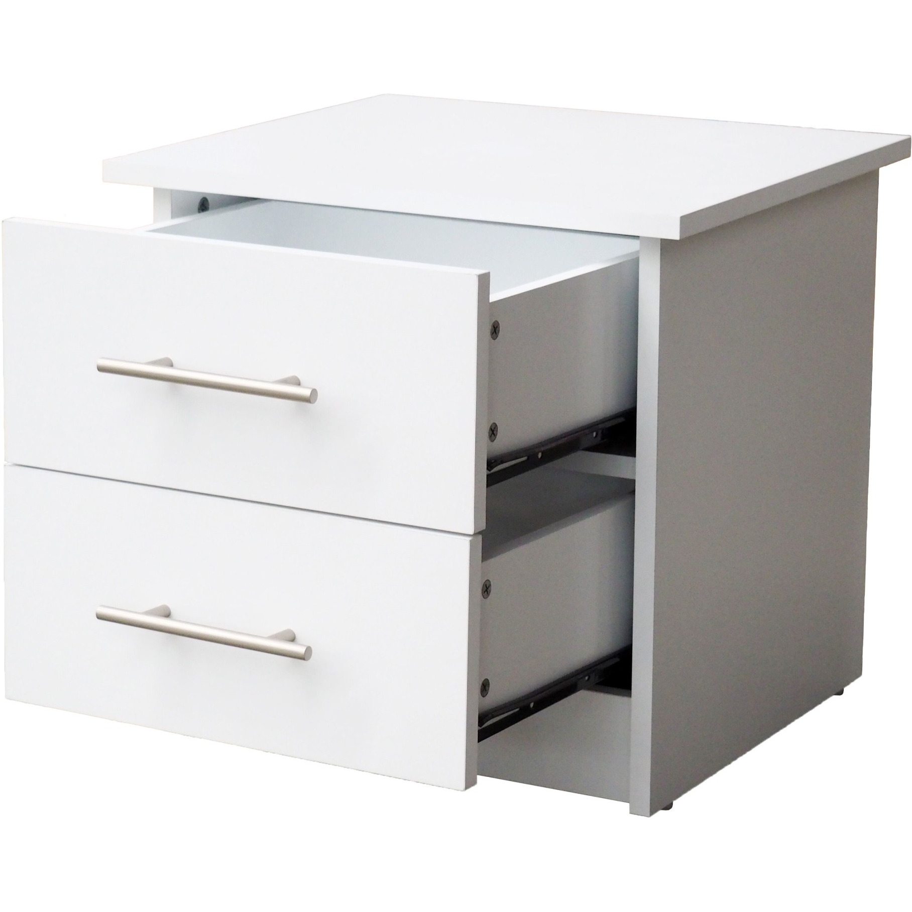 Tiara 2 Drawer Wooden Nightstand Bedside Table, White