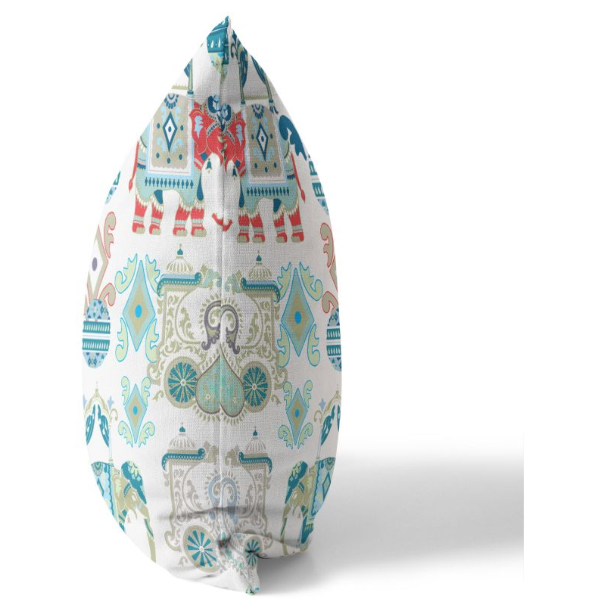 Elephant Howdah Broadcloth Indoor Outdoor Pillow, Zippered, BlueWhite