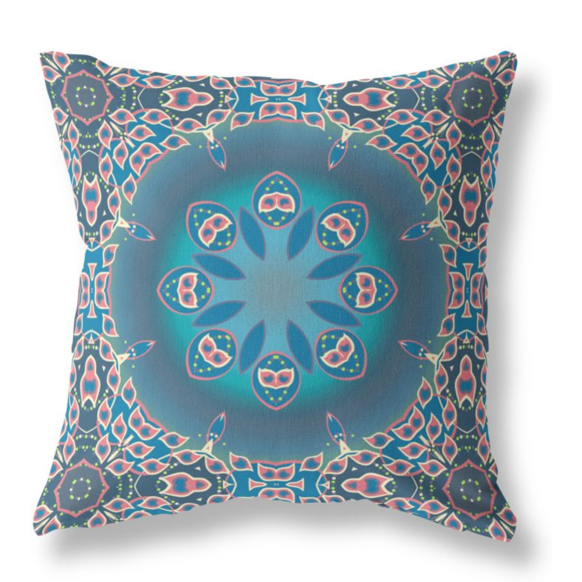 Jewel Circle Broadcloth Indoor Outdoor Pillow, Zippered, BluePink