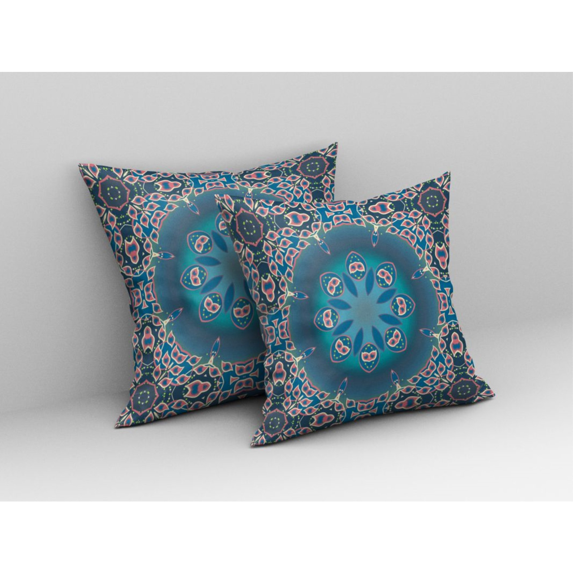 Jewel Circle Broadcloth Indoor Outdoor Pillow, Zippered, BluePink