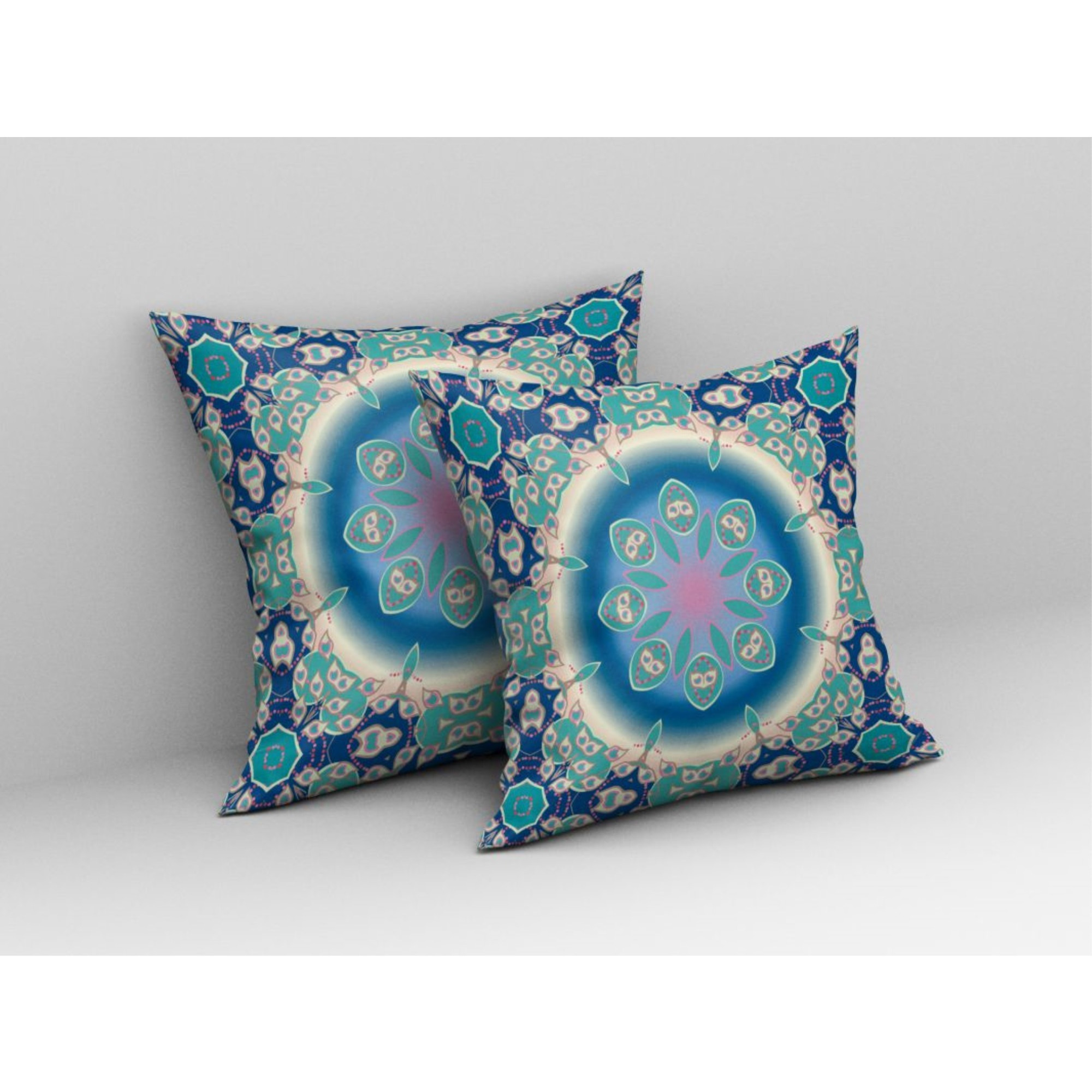 Jewel Circle Broadcloth Indoor Outdoor Pillow, Zippered, BlueTurq