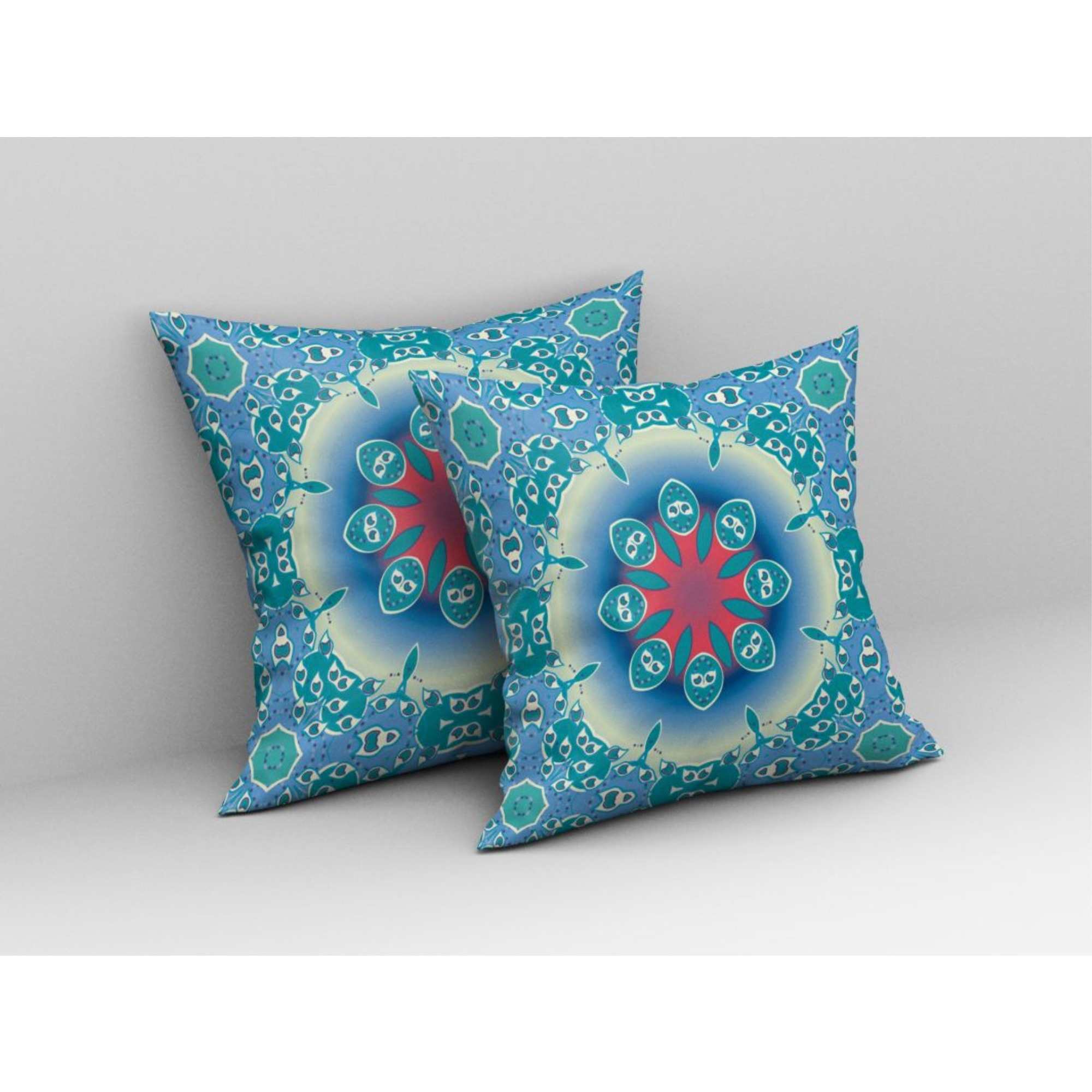 Jewel Circle Broadcloth Indoor Outdoor Pillow, Zippered, BlueRed