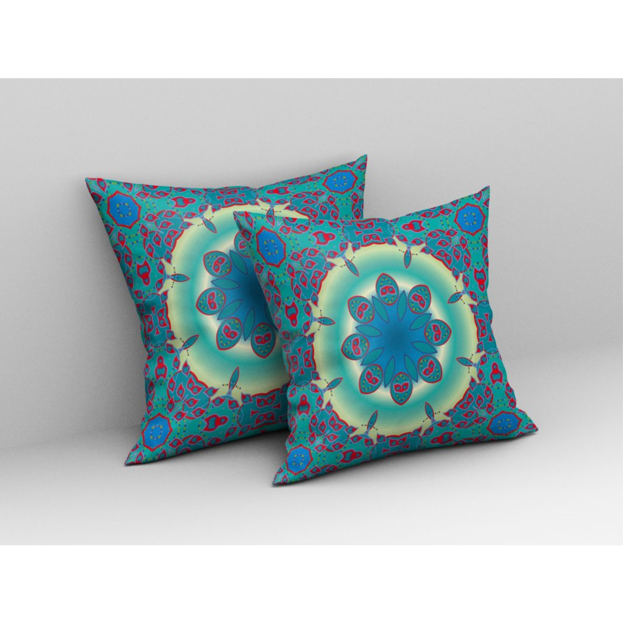 Jewel Circle Broadcloth Indoor Outdoor Pillow, Zippered, GreenRed