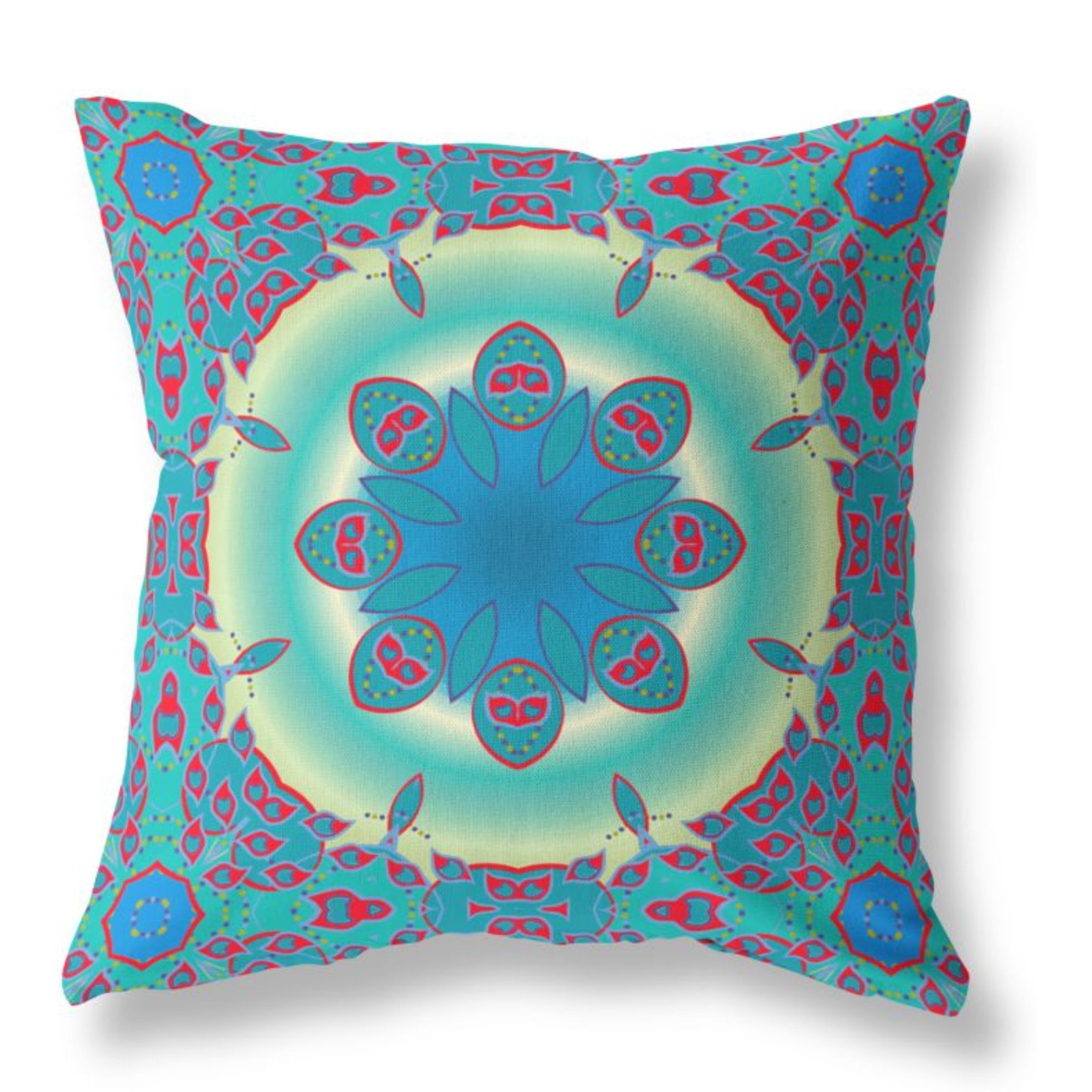 Jewel Circle Broadcloth Indoor Outdoor Pillow, Zippered, GreenRed