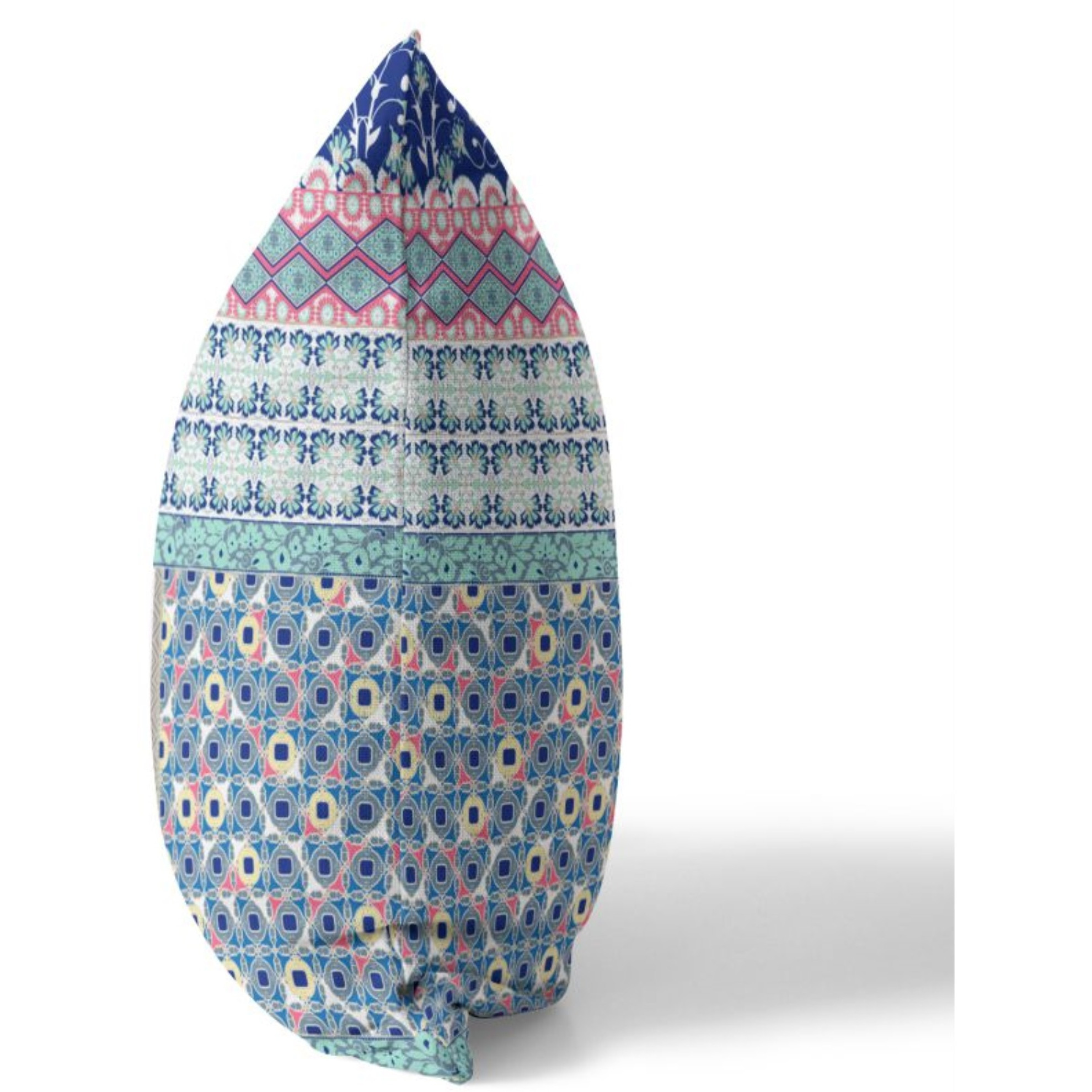 Flower Castle Patchwork Broadcloth Indoor Outdoor Pillow, Zippered, BluePink