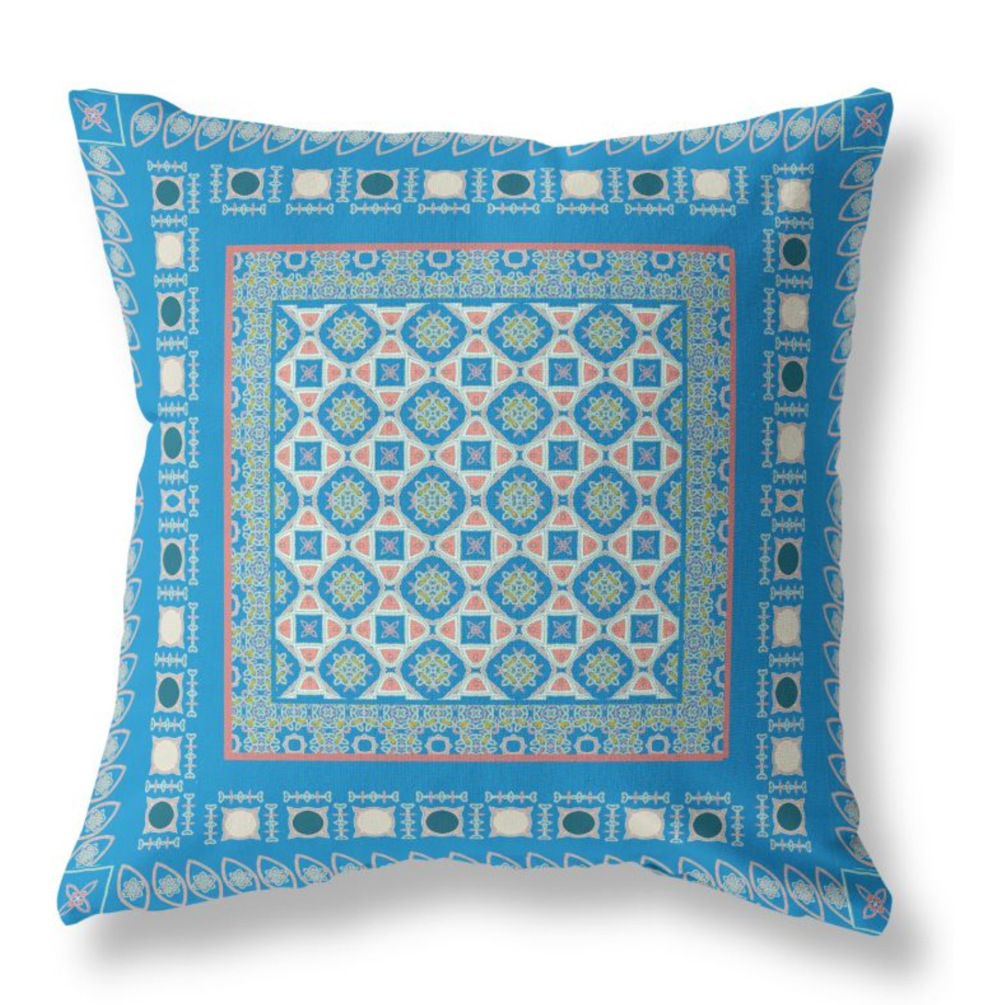 Floral Windows Broadcloth Indoor Outdoor Pillow, Zippered, BluePink