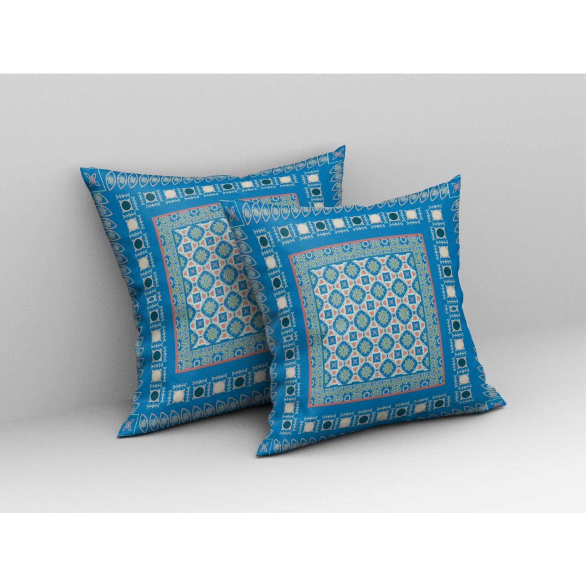 Floral Windows Broadcloth Indoor Outdoor Pillow, Zippered, BluePink