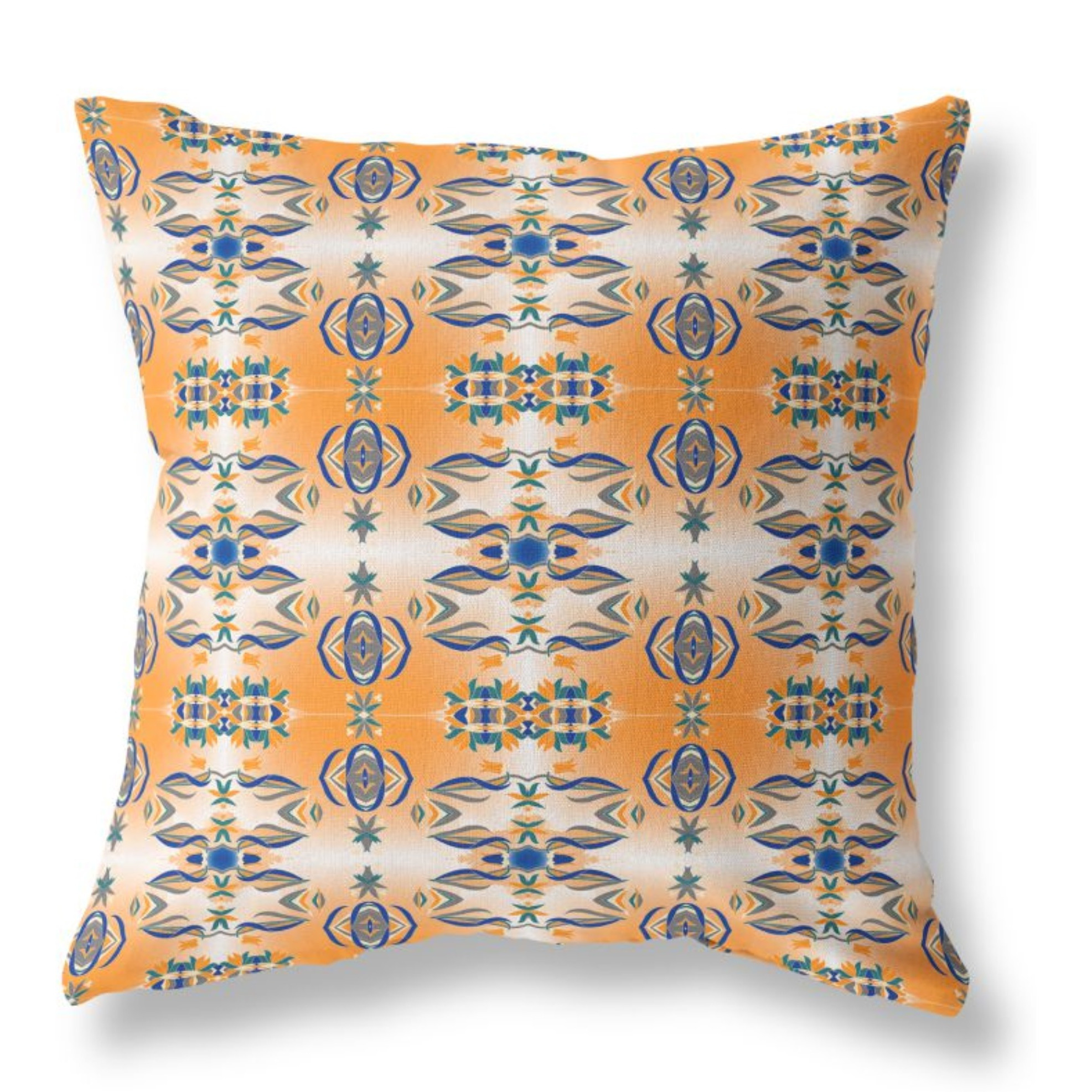 Flowers of Strength Broadcloth Indoor Outdoor Pillow, Zippered, OrangeGray