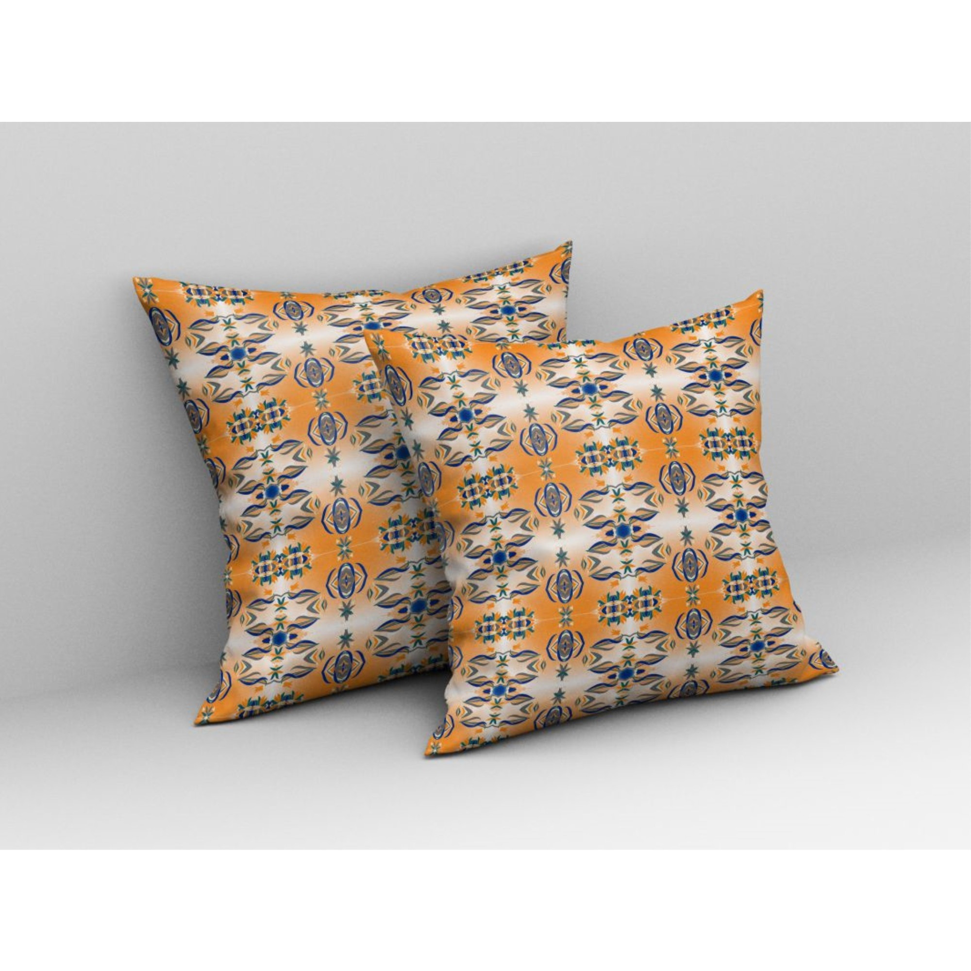 Flowers of Strength Broadcloth Indoor Outdoor Pillow, Zippered, OrangeGray
