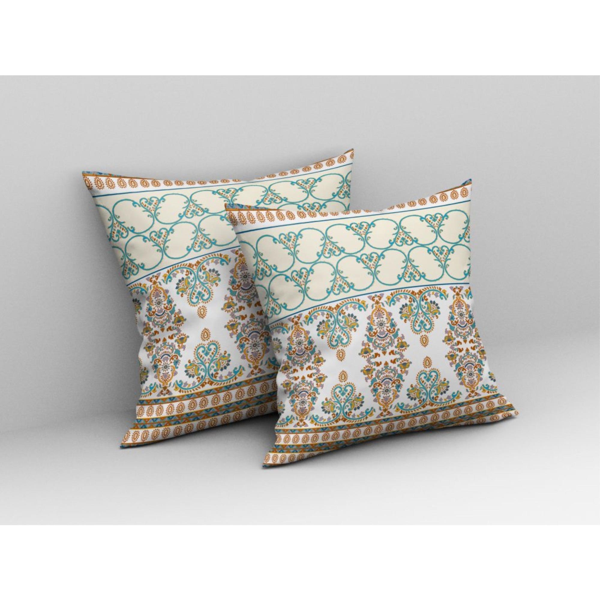 Nandini Flowers Broadcloth Indoor Outdoor Pillow, Zippered, WhiteBlue