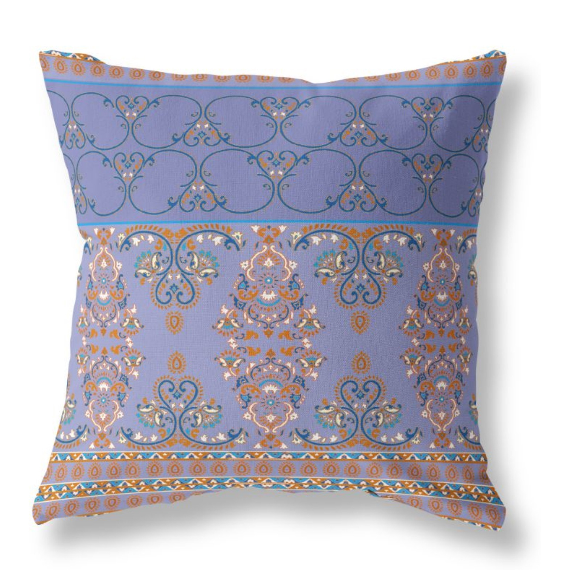 Nandini Flowers Broadcloth Indoor Outdoor Pillow, Zippered, PurpleBlue