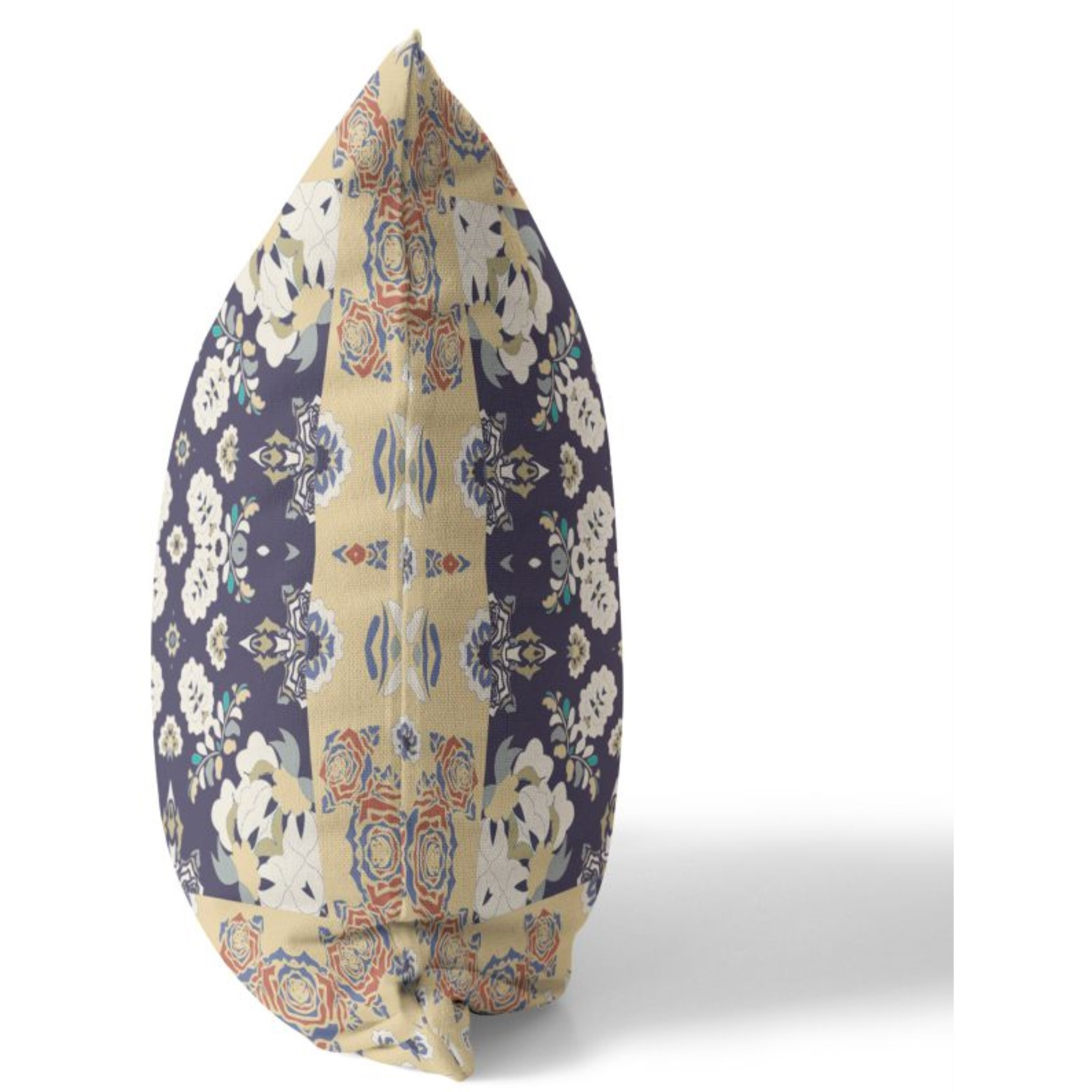 Rose Box Broadcloth Indoor Outdoor Pillow, Zippered, YellowNavyBlue