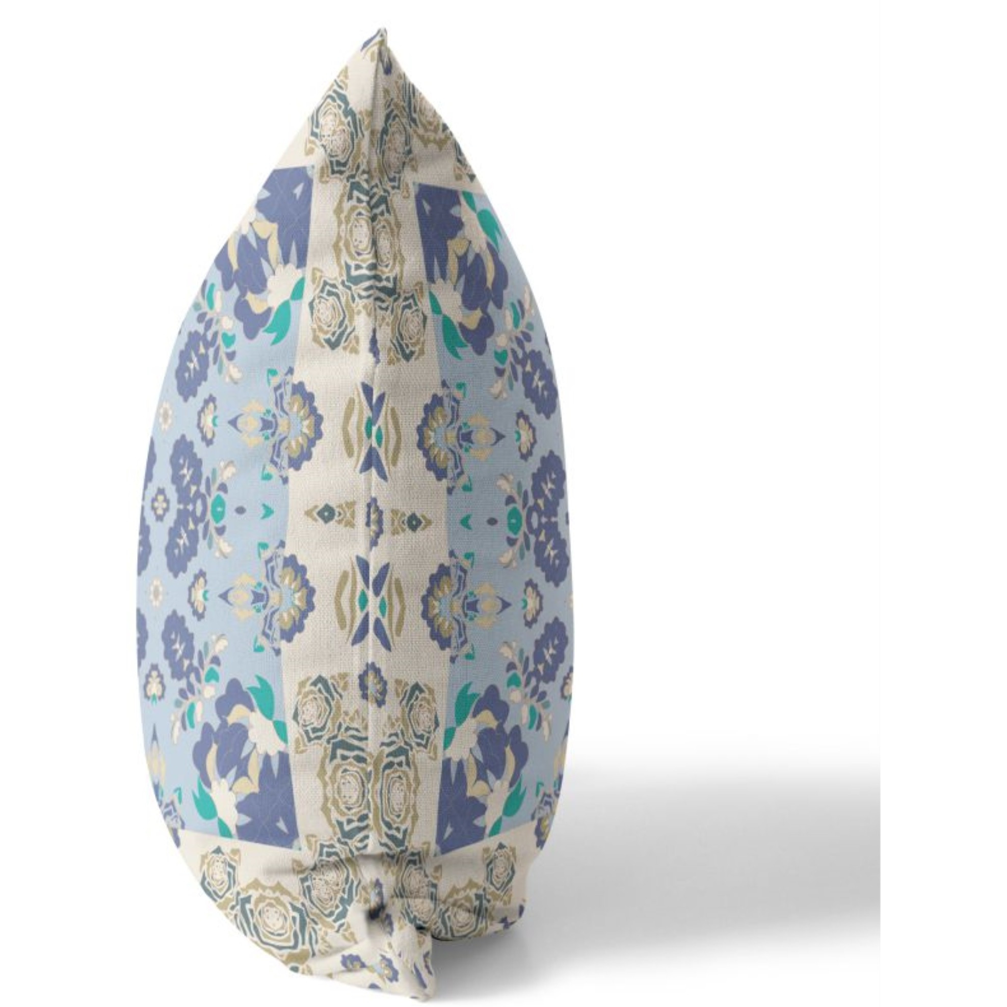 Rose Box Broadcloth Indoor Outdoor Pillow, Zippered, OffWhiteBlue