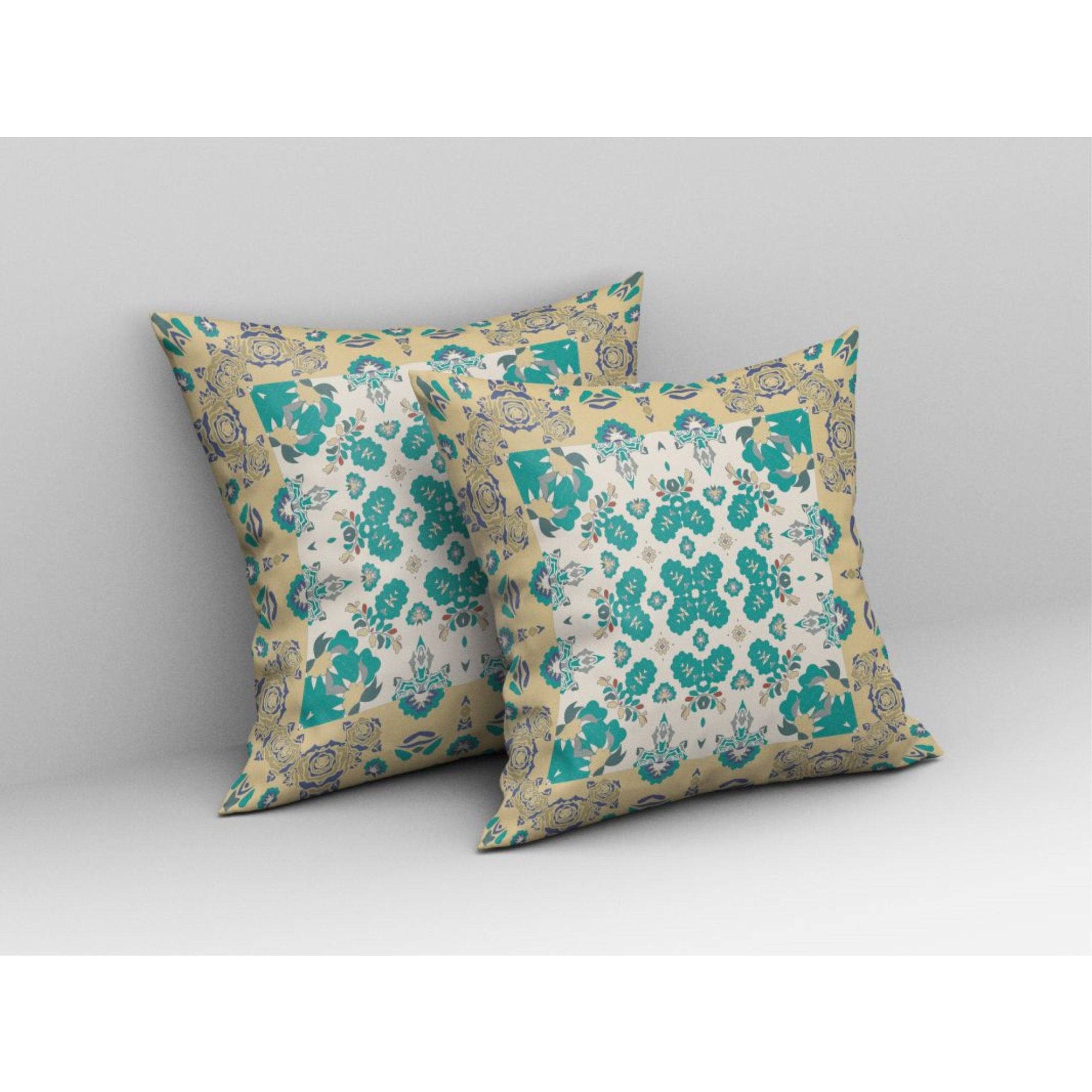 Rose Diamond Broadcloth Indoor Outdoor Pillow, Zippered, YellowOffWhite