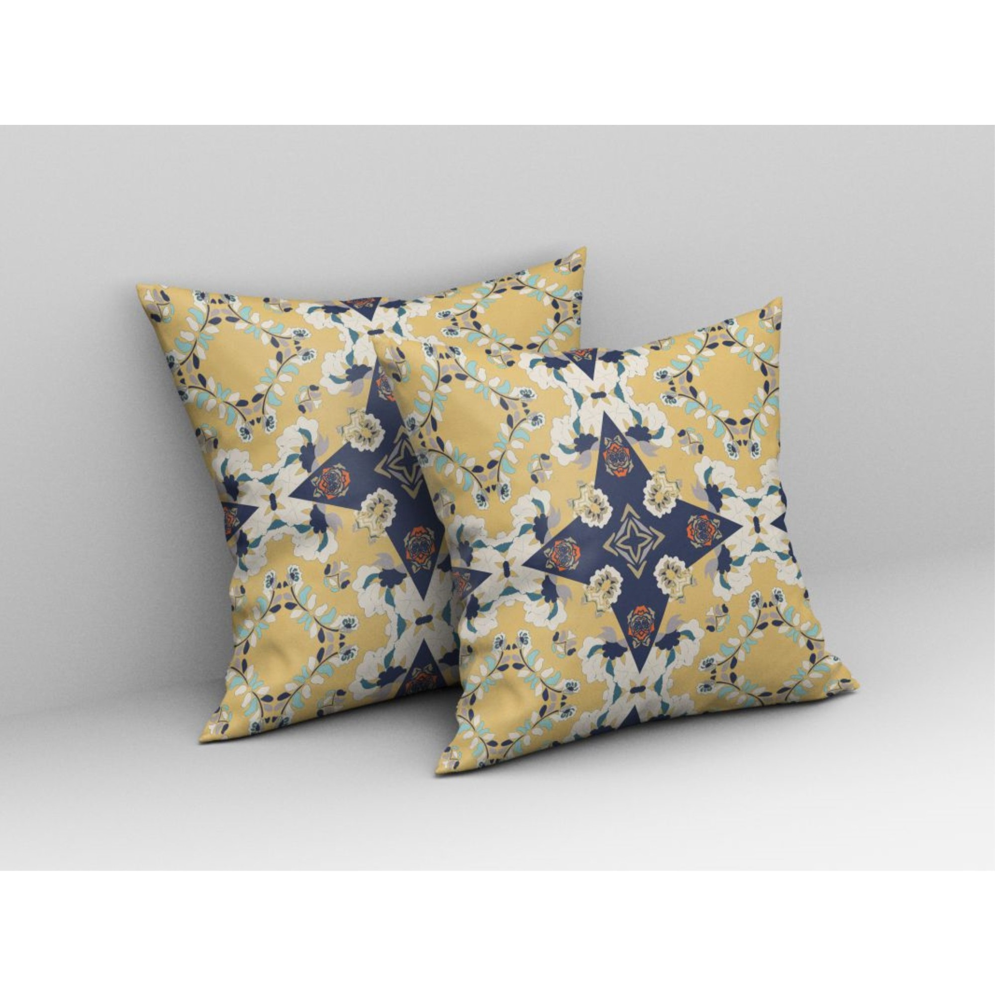 Rose Diamond Broadcloth Indoor Outdoor Pillow, Zippered, YellowBlue
