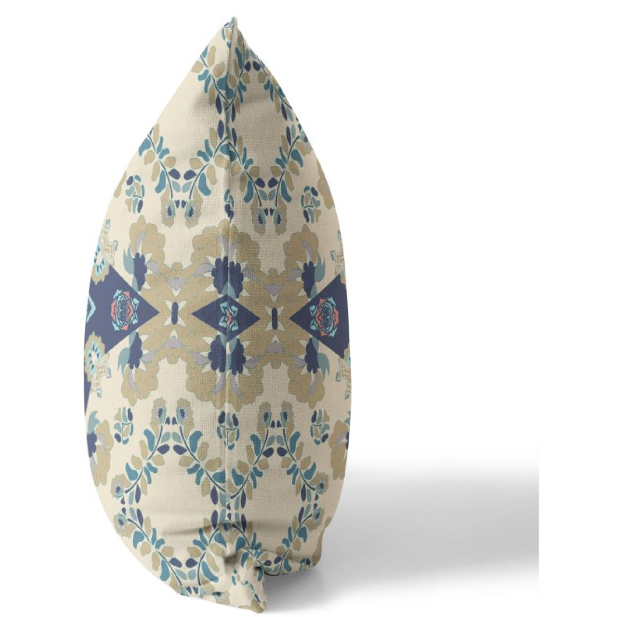 Rose Diamond Broadcloth Indoor Outdoor Pillow, Zippered, OffWhiteBlue