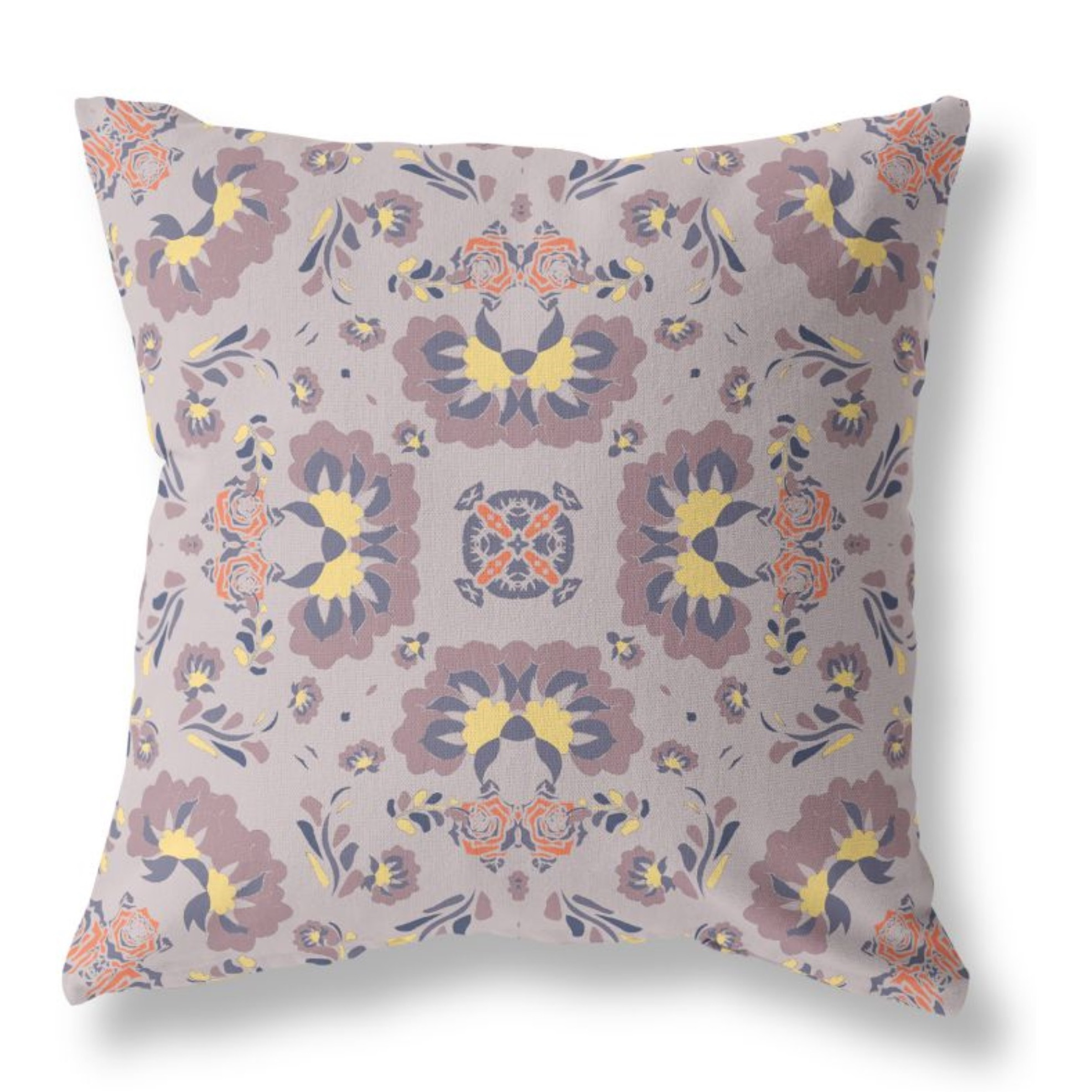 Divine Flowers Broadcloth Indoor Outdoor Pillow, Zippered, BrownYellow