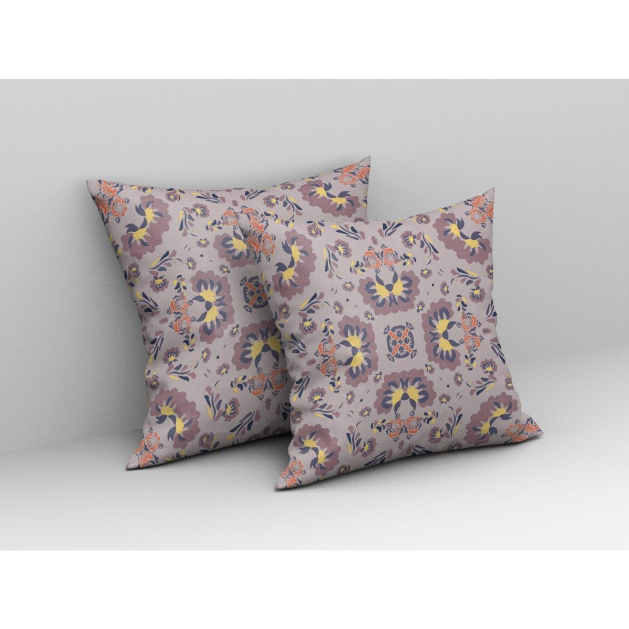 Divine Flowers Broadcloth Indoor Outdoor Pillow, Zippered, BrownYellow