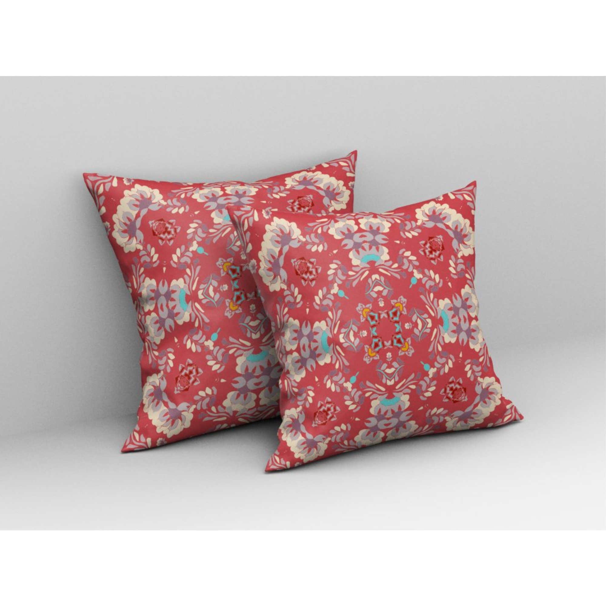 Earth and Heaven Broadcloth Indoor Outdoor Pillow, Zippered, RedOffWhite