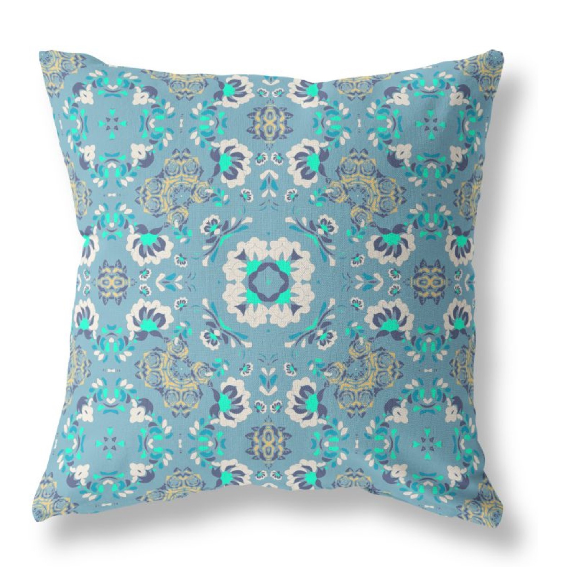 Love and Liberty Broadcloth Indoor Outdoor Pillow, Zippered, LightBlueWhite