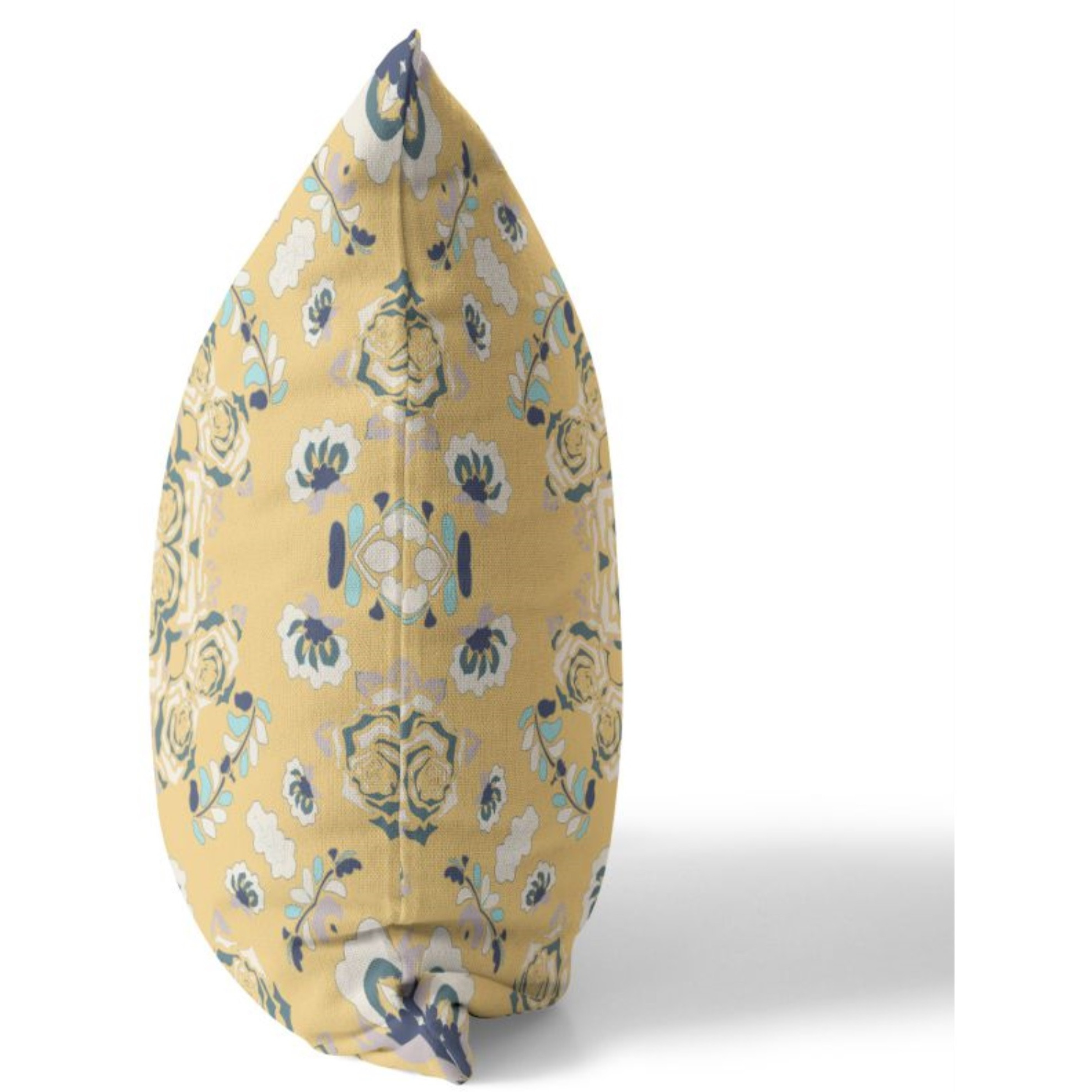 Rose Wreath Broadcloth Indoor Outdoor Pillow, Zippered, YellowBlue