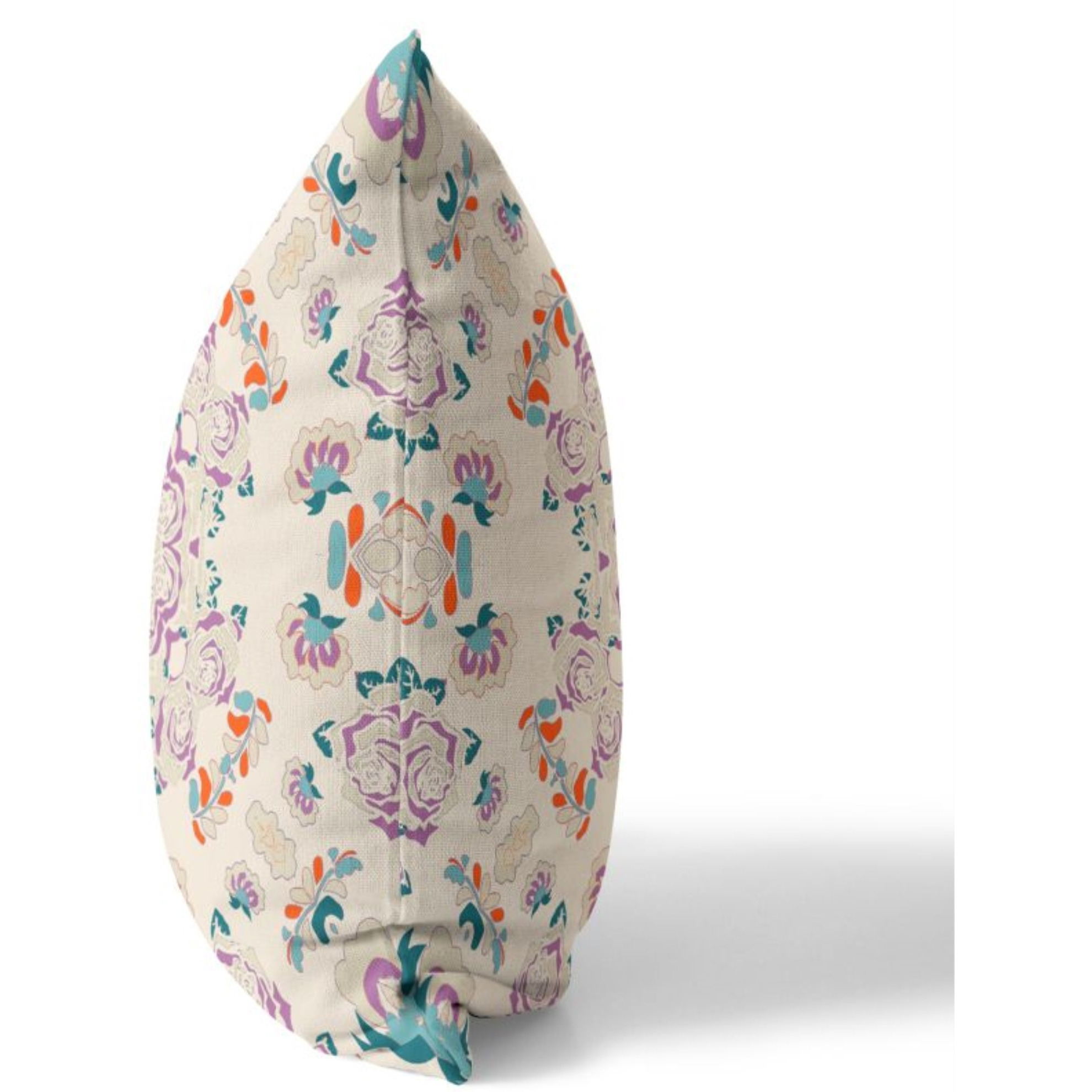 Rose Wreath Broadcloth Indoor Outdoor Pillow, Zippered, OffWhitePurple