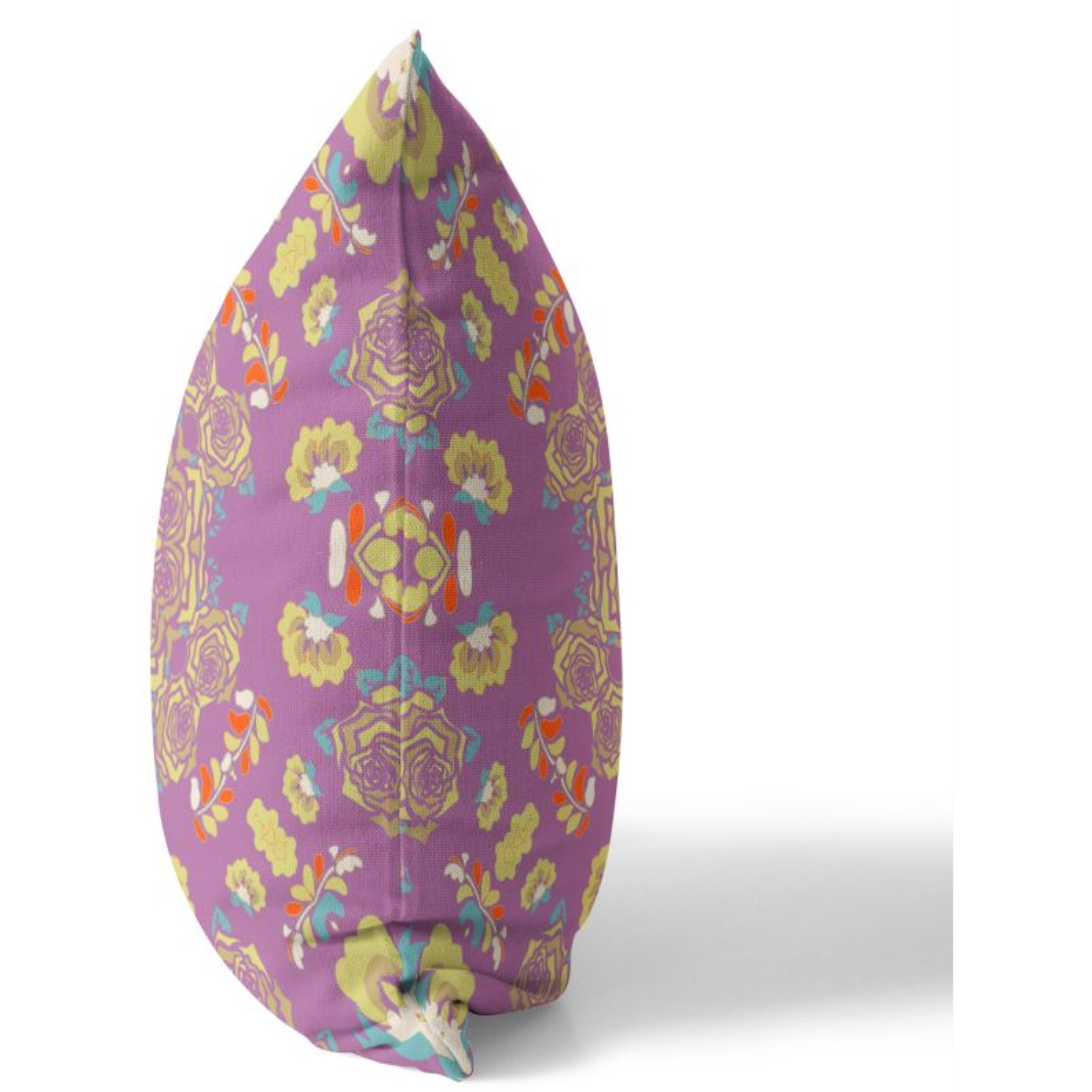Rose Wreath Broadcloth Indoor Outdoor Pillow, Zippered, PurpleYellow