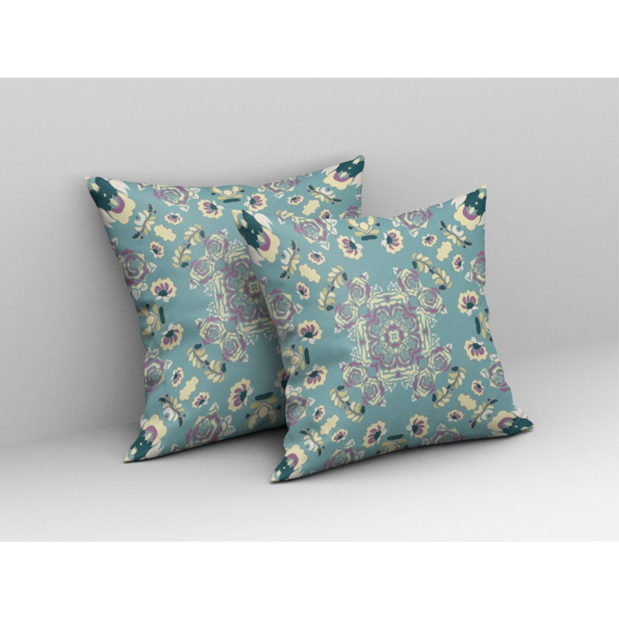 Rose Wreath Broadcloth Indoor Outdoor Pillow, Zippered, LightGreenYellow