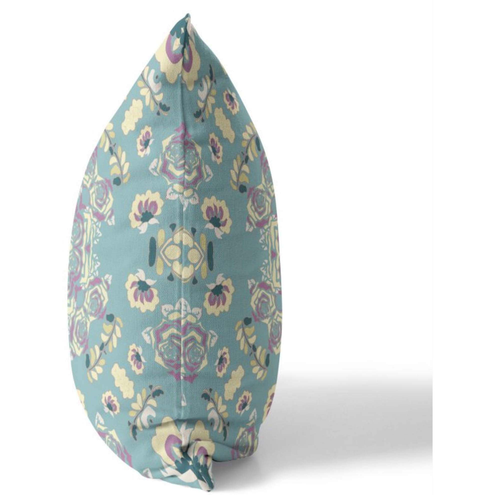 Rose Wreath Broadcloth Indoor Outdoor Pillow, Zippered, LightGreenYellow