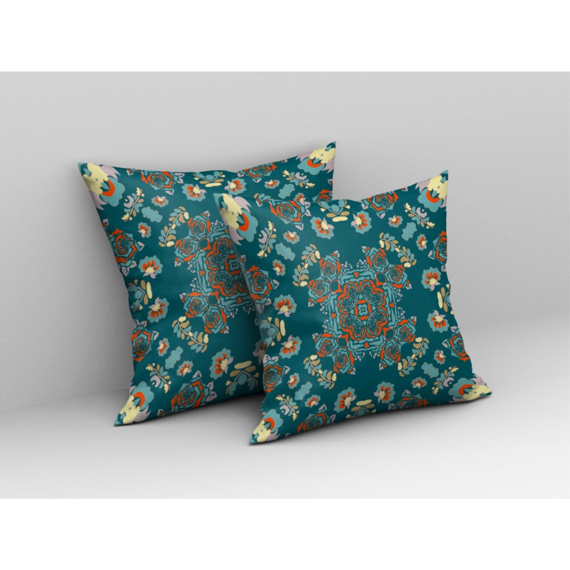 Rose Wreath Broadcloth Indoor Outdoor Pillow, Zippered, GreenRed