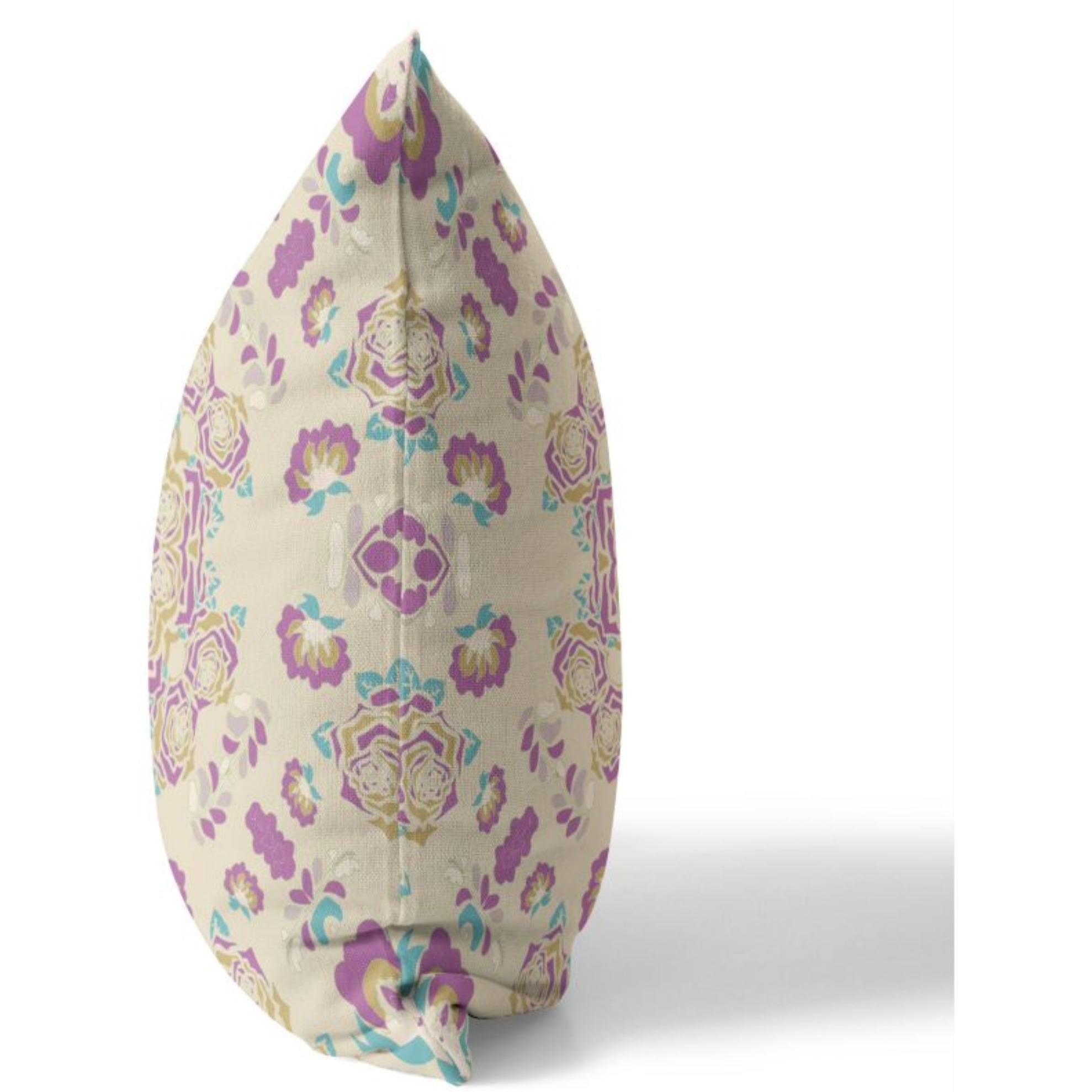 Rose Wreath Broadcloth Indoor Outdoor Pillow, Zippered, OffWhitePurple