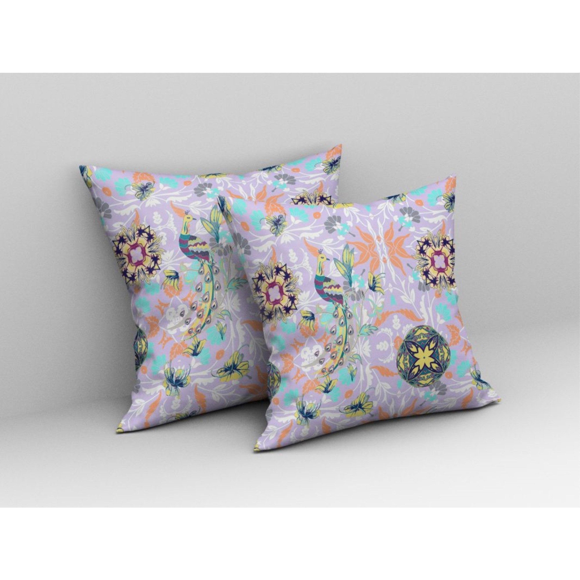 Everest Peacock Broadcloth Indoor Outdoor Pillow, Zippered, PurpleYellow