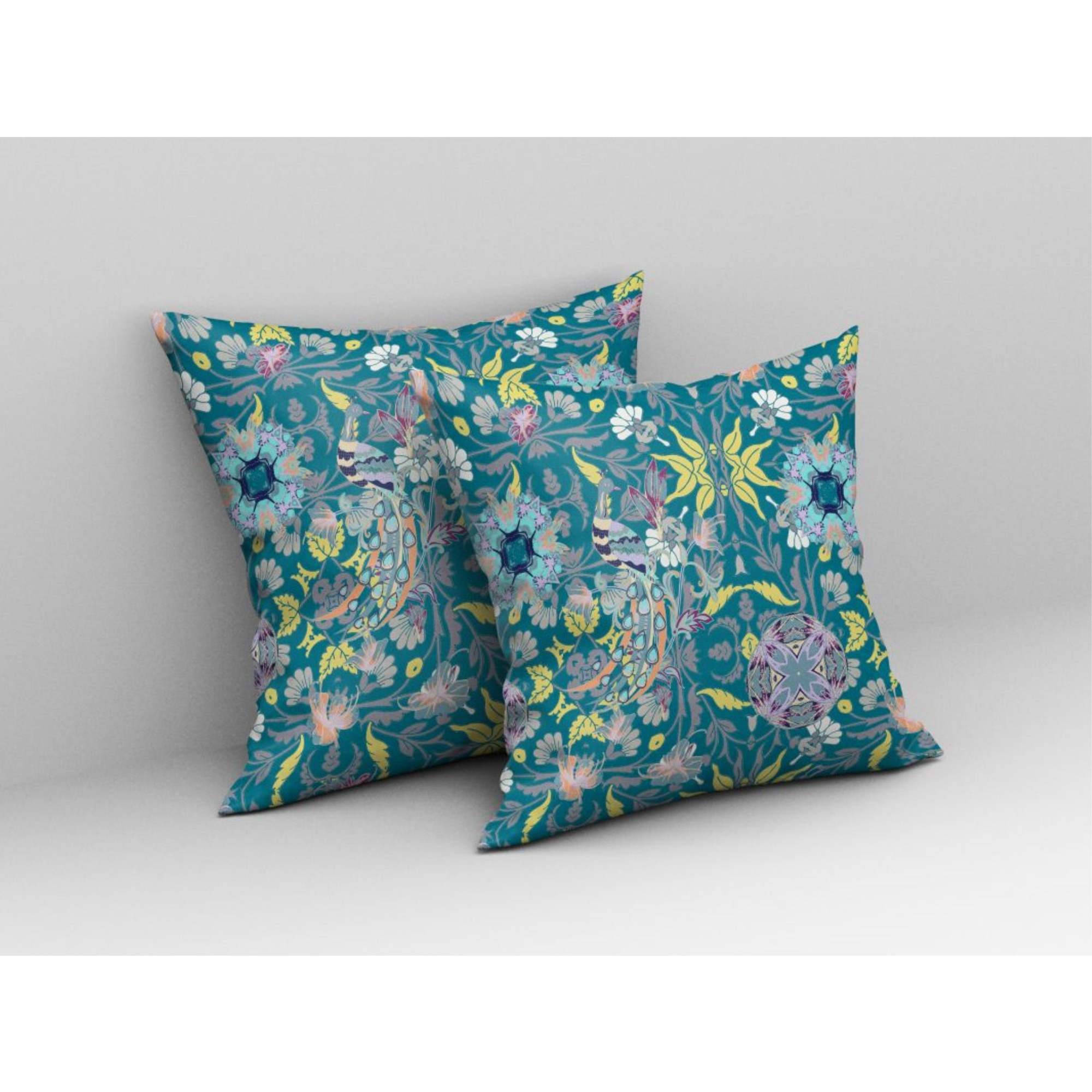Everest Peacock Broadcloth Indoor Outdoor Pillow, Zippered, GreenYellow