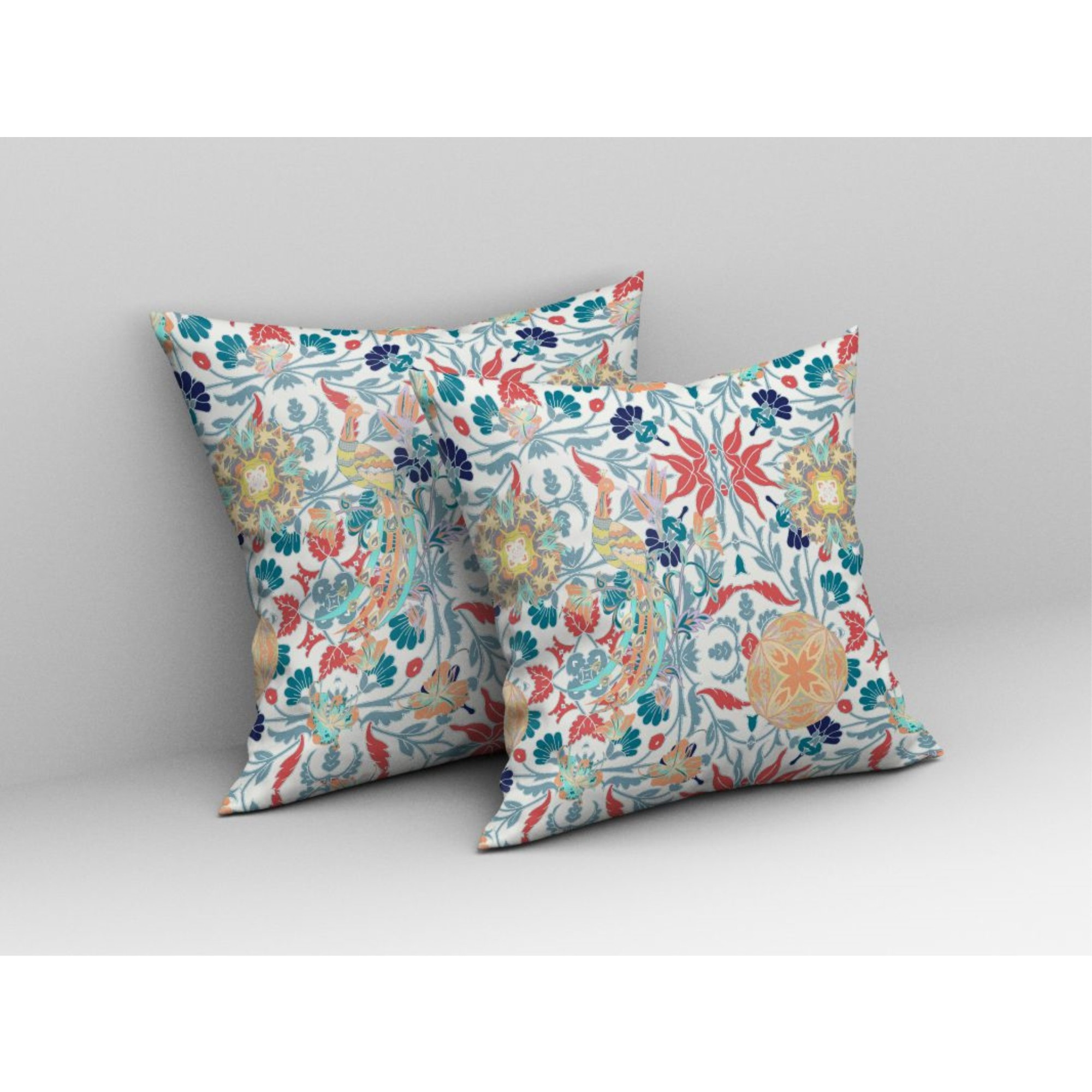 Everest Peacock Broadcloth Indoor Outdoor Pillow, Zippered, WhiteRed