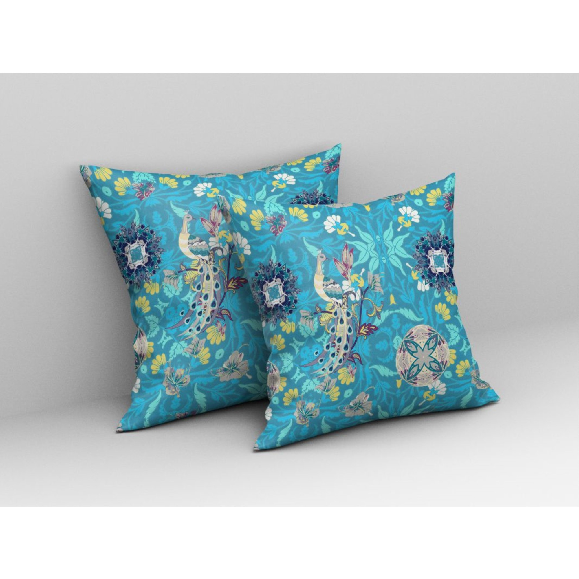 Everest Peacock Broadcloth Indoor Outdoor Pillow, Zippered, BlueTurq