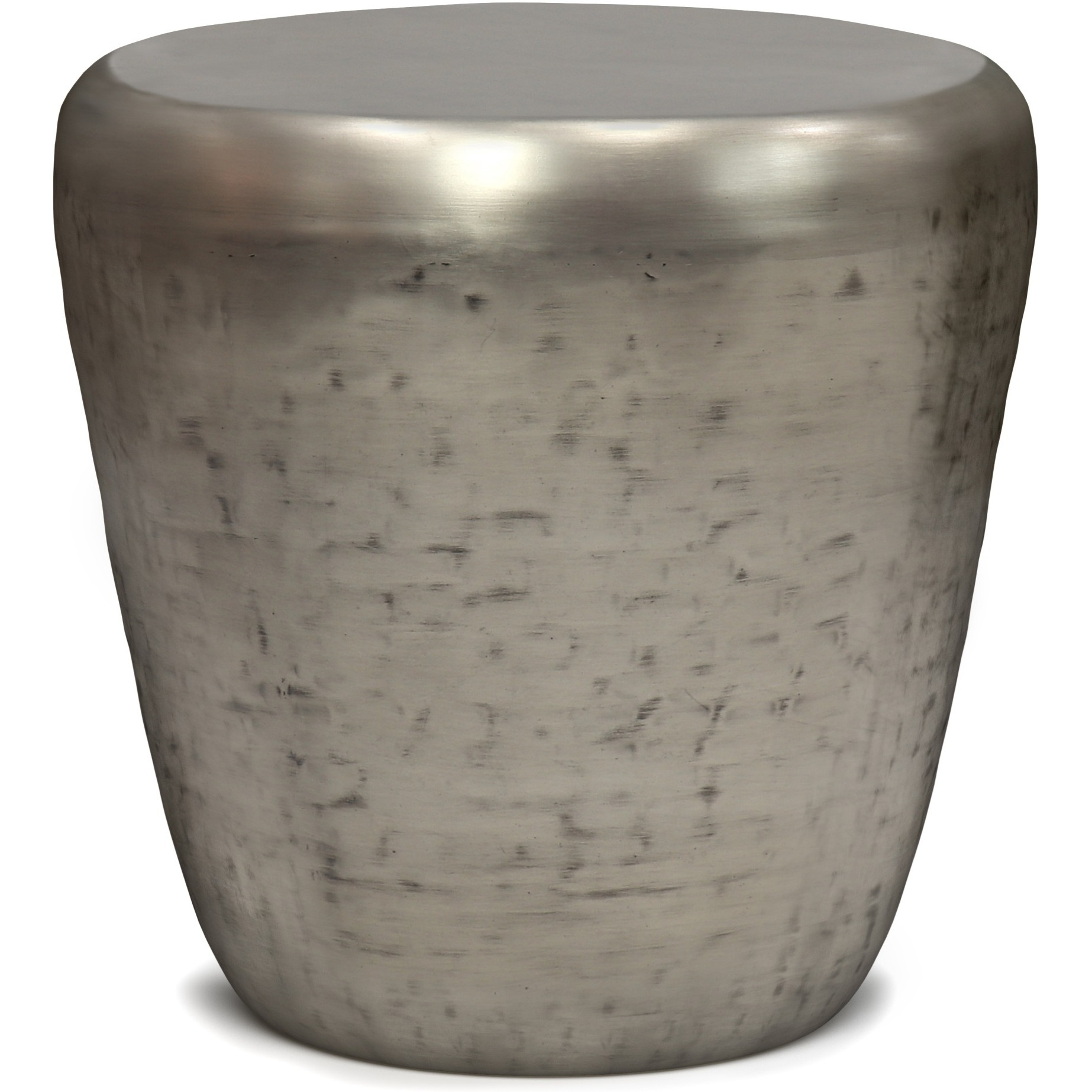 Garvy Industrial 20 inch Wide Metal Accent Side Table in Antique Silver, Fully Assembled
