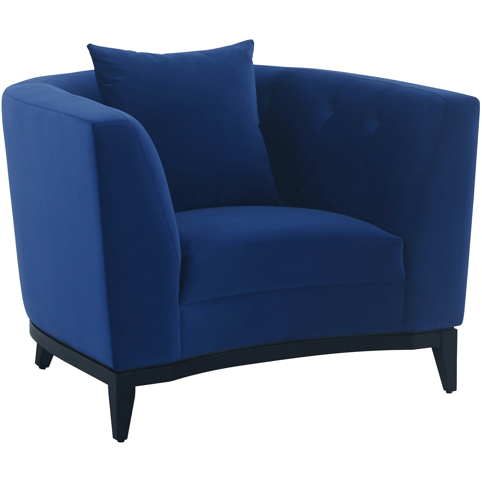 Melange Blue Fabric Upholstered Accent Chair with Black Wood Base