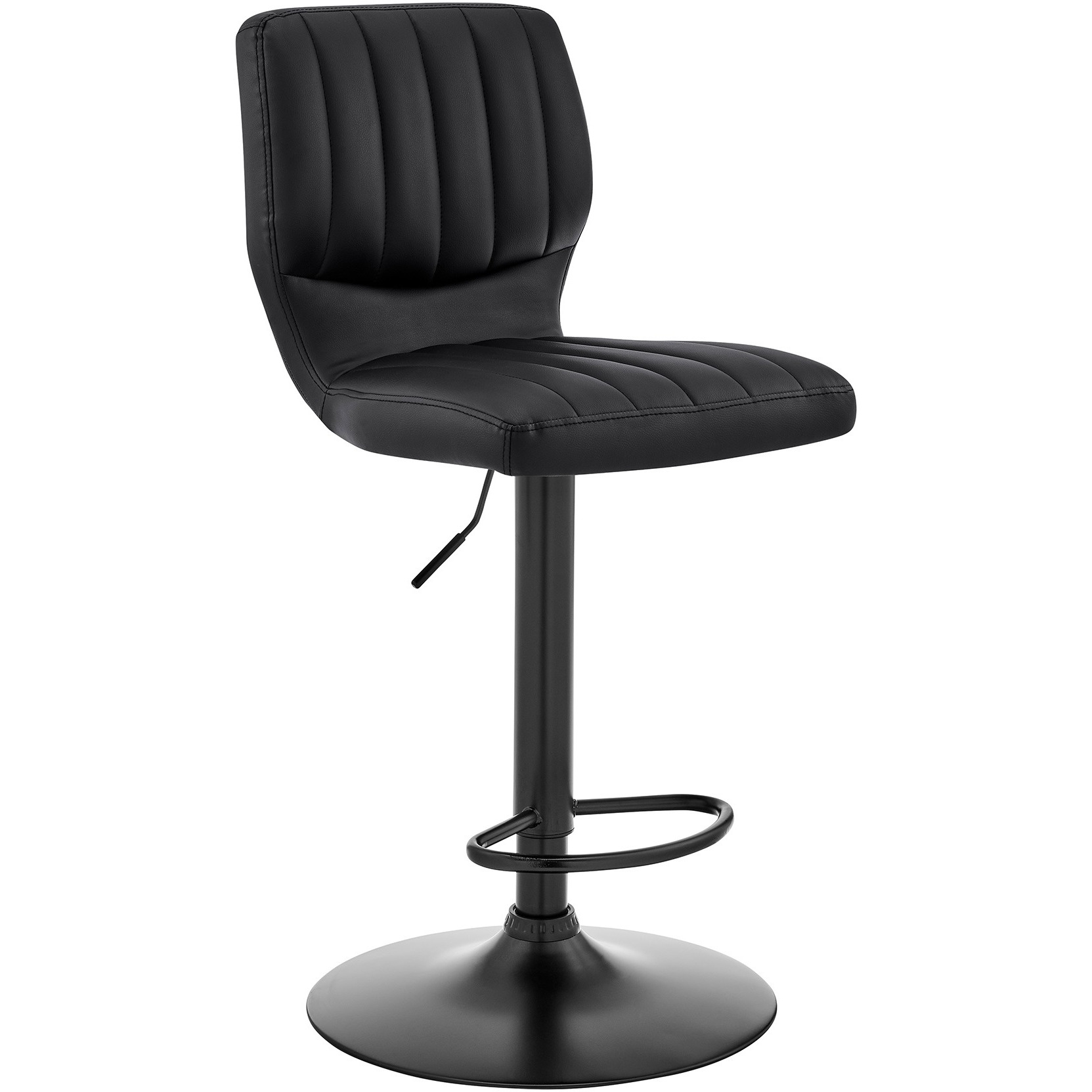 The Bardot Adjustable Black Faux Leather Swivel Bar Stool